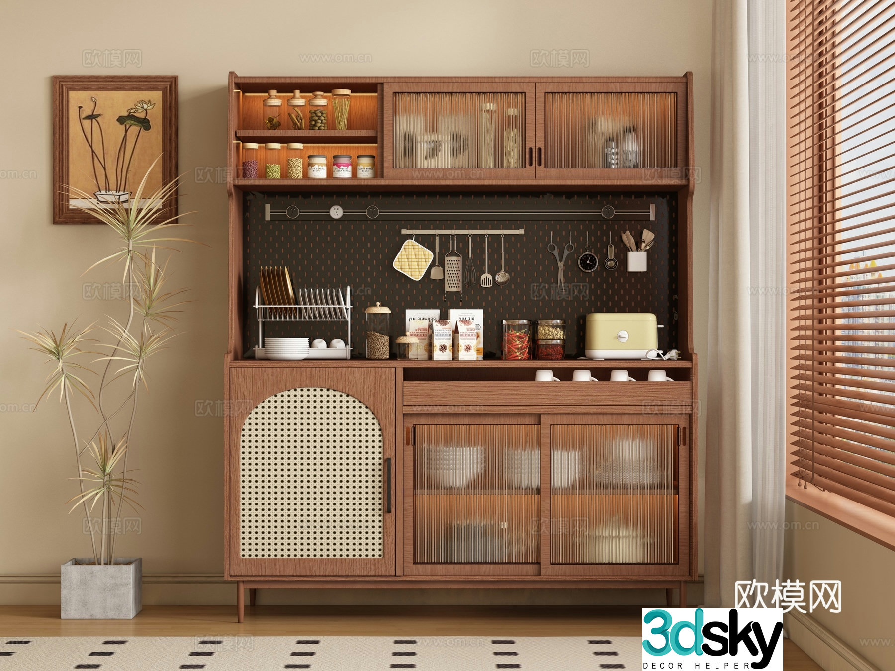 Medieval style sideboard 3d model