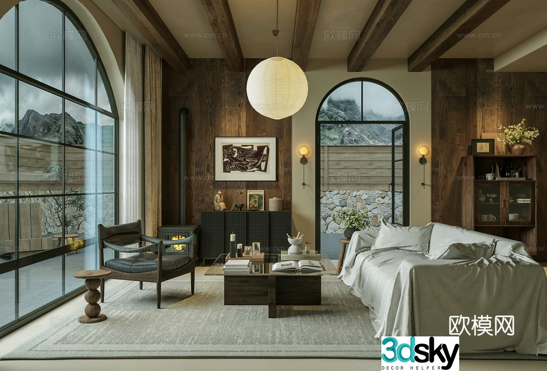 Wabi Sabi B&B lobby leisure living room 3D model