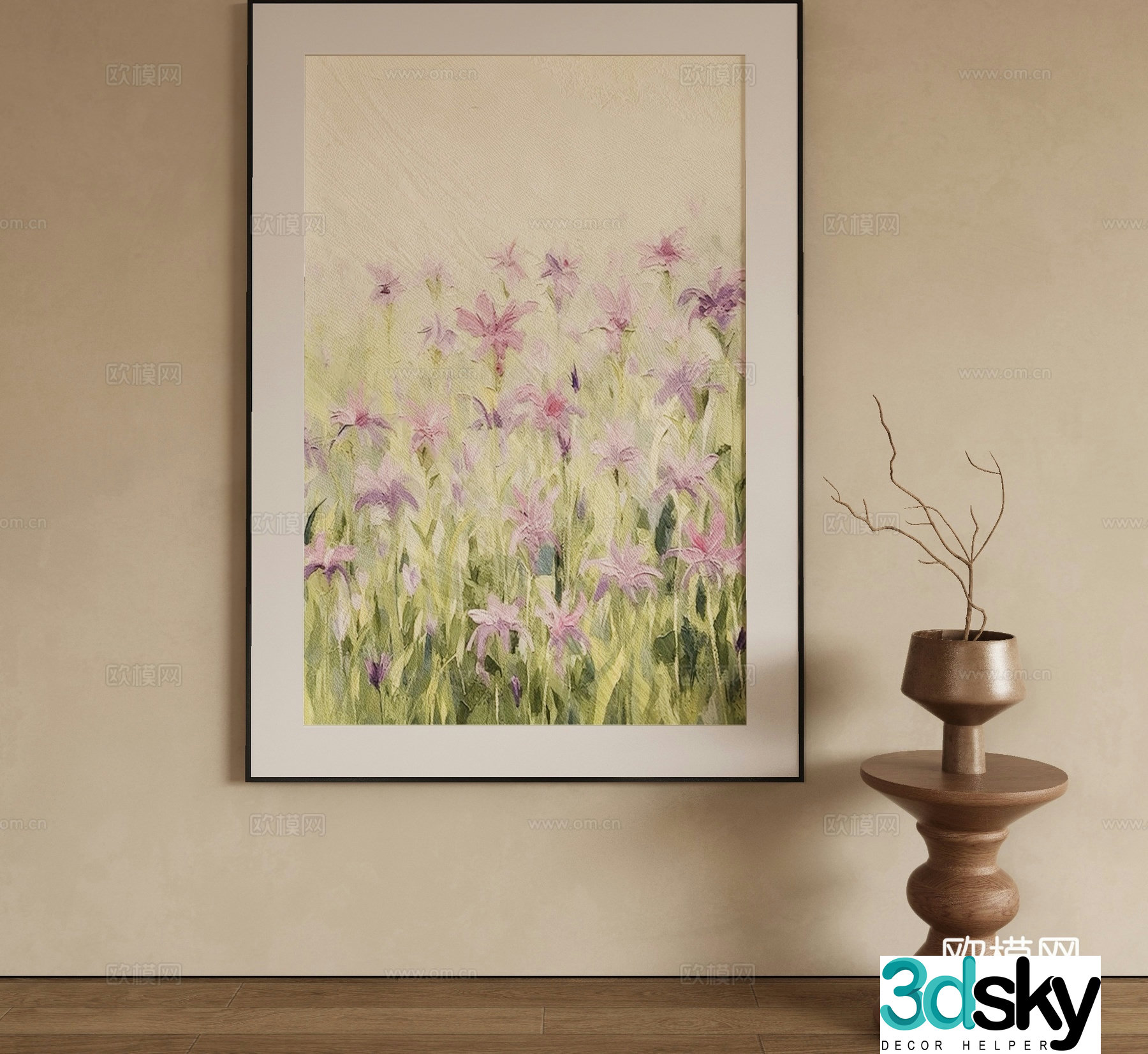 Modern oil painting flower painting decorative painting 3d model