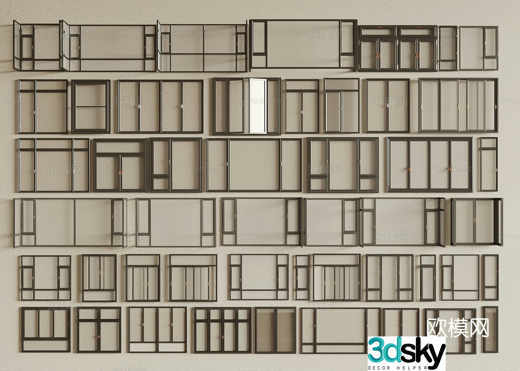Modern windows casement windows floor-to-ceiling windows sliding windows blinds bay windows 3d model