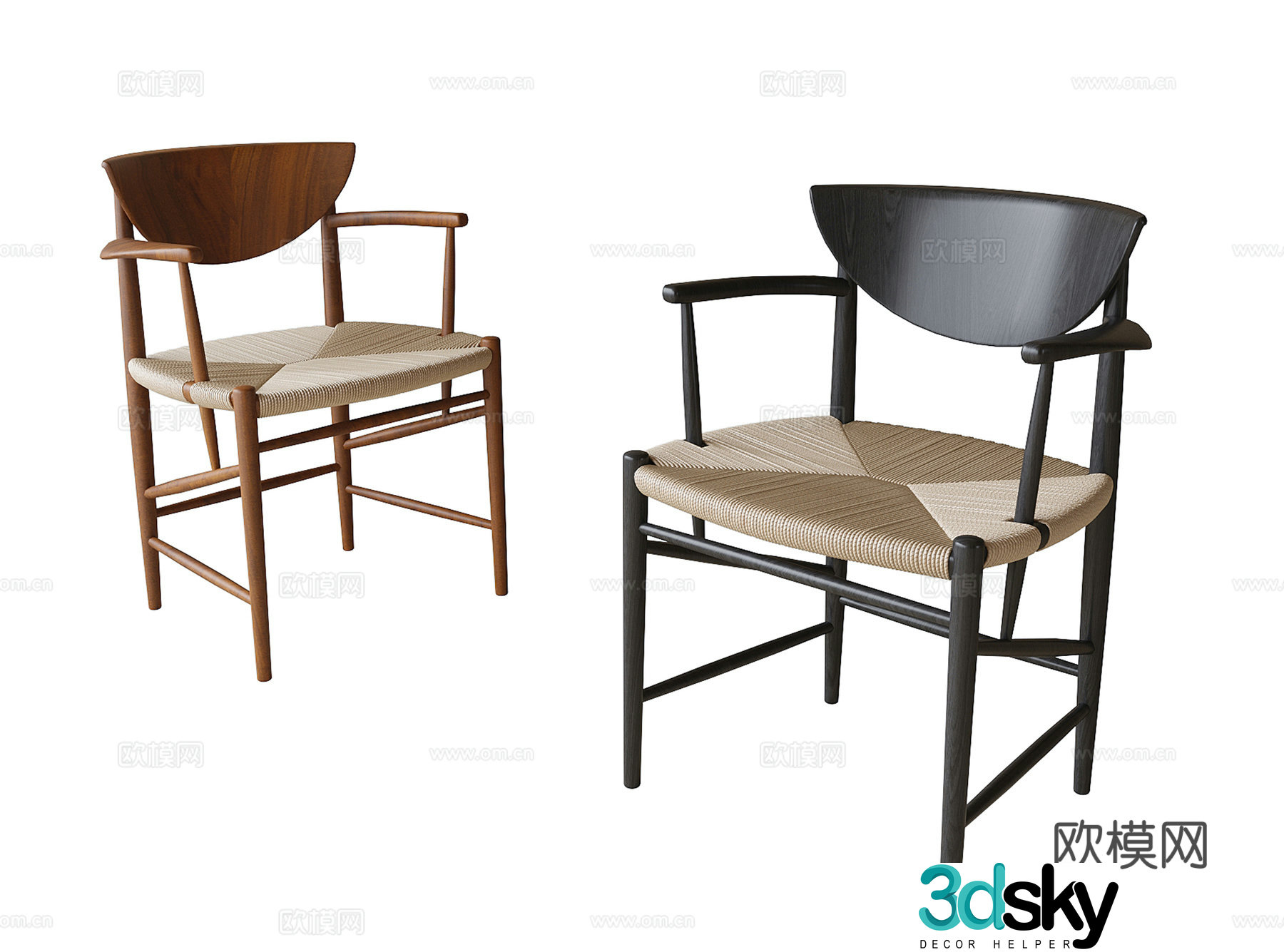 Nordic chair dining chair 3d model