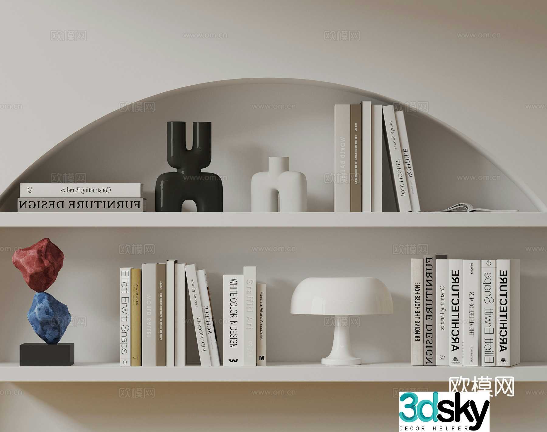 Modern decorations ornaments sculptures books vases 3D model
