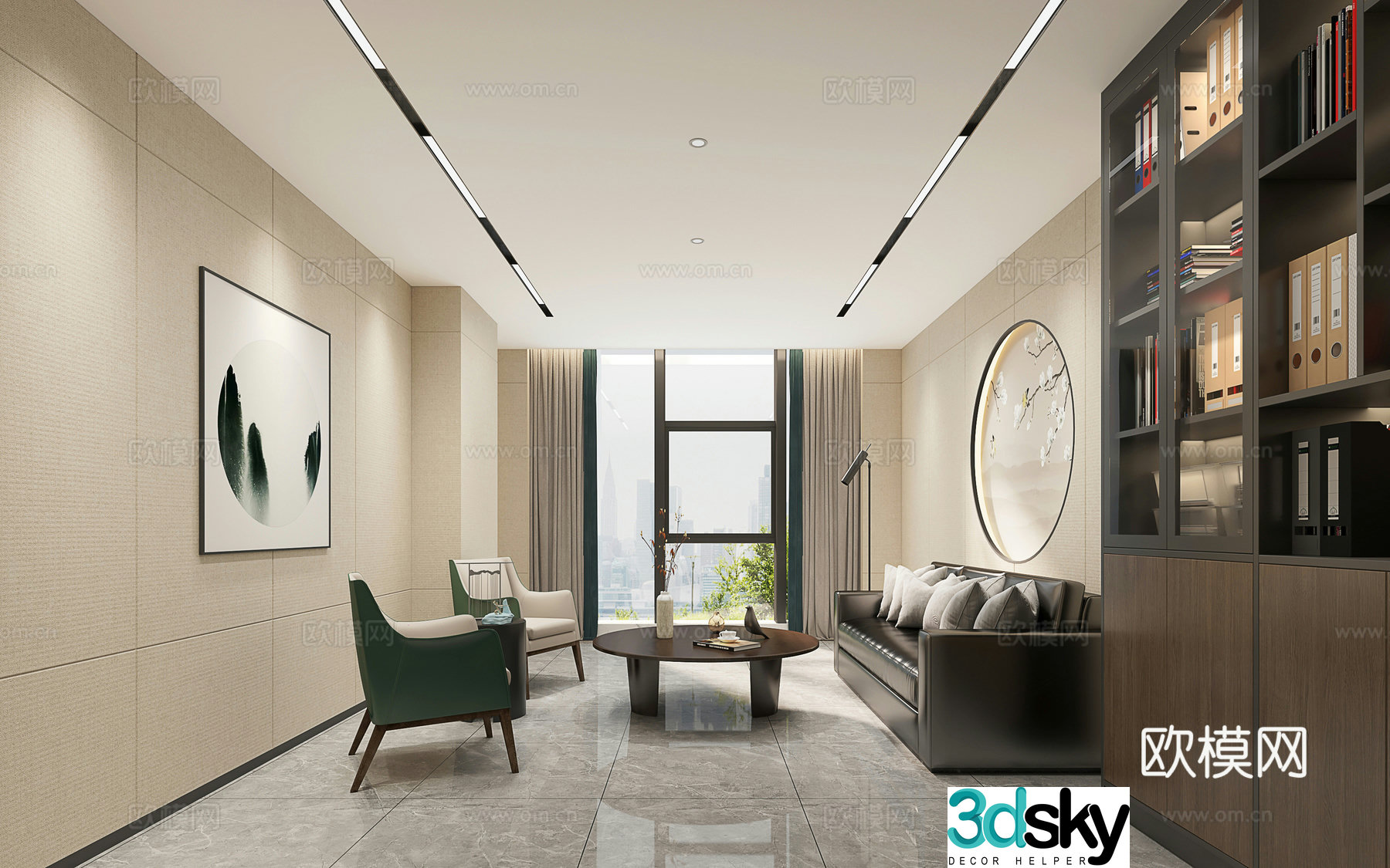 New Chinese style reception room 3d model