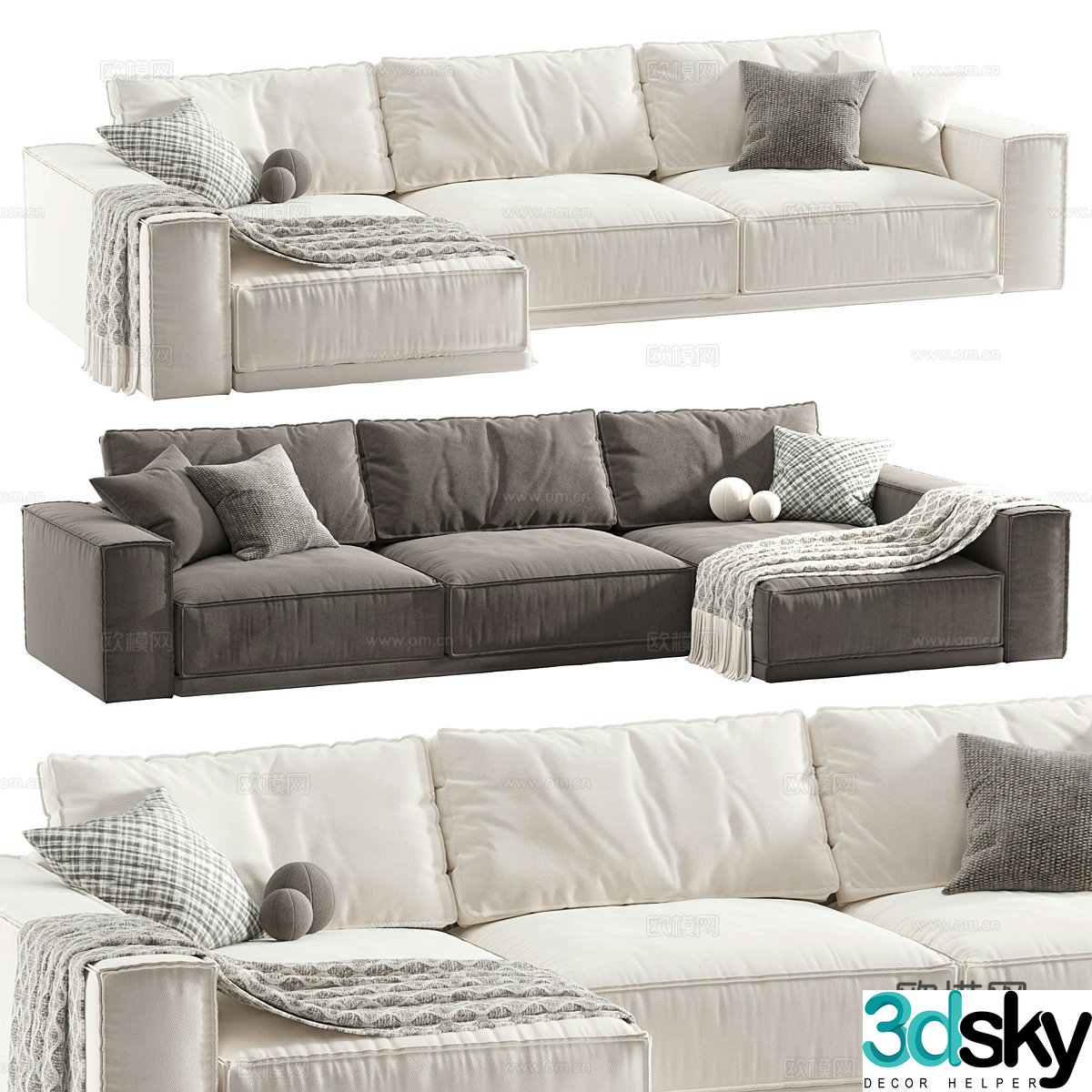 Three seater sofa corner sofa 3d model