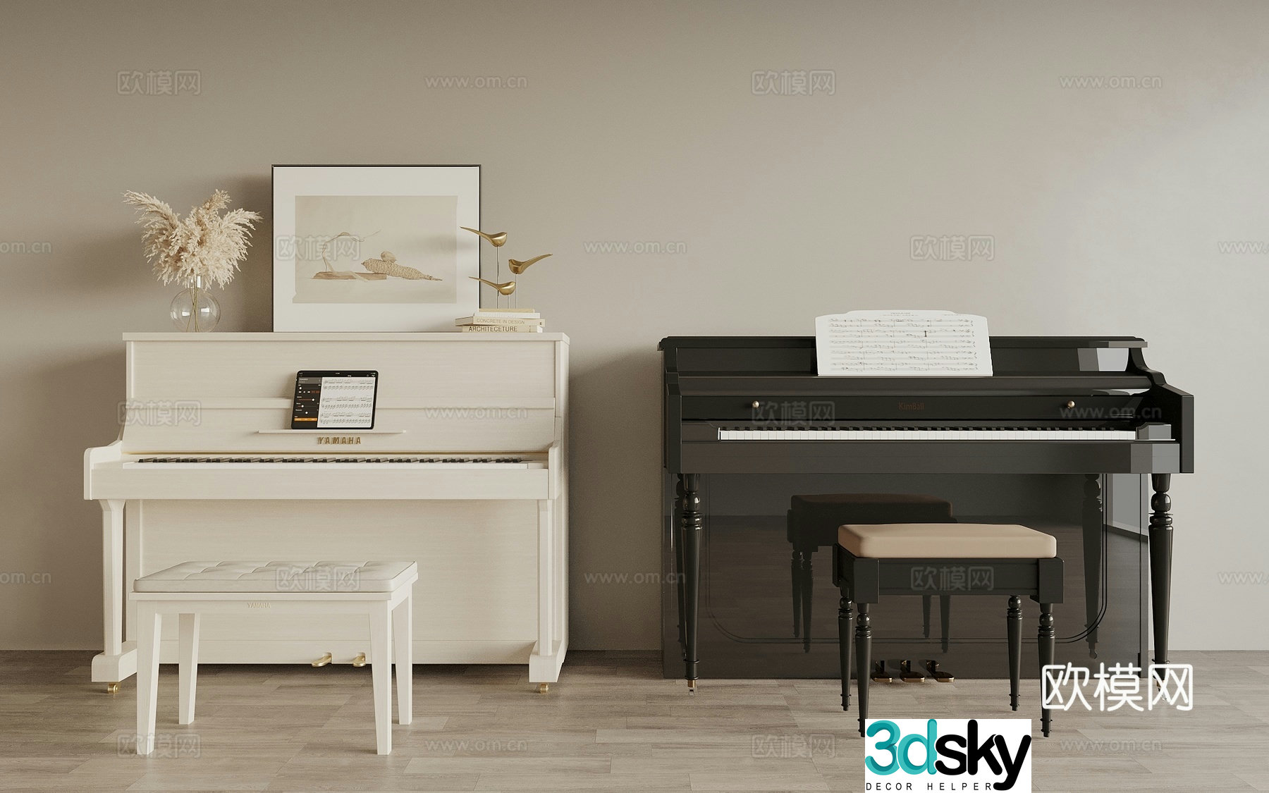 upright piano 3d model