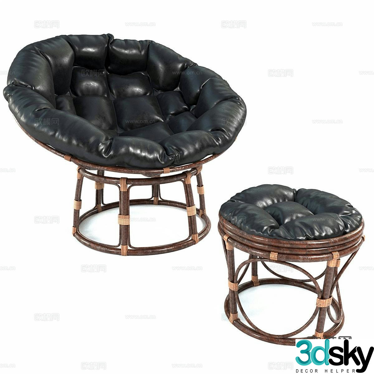 Papasan lounge chair 3d model