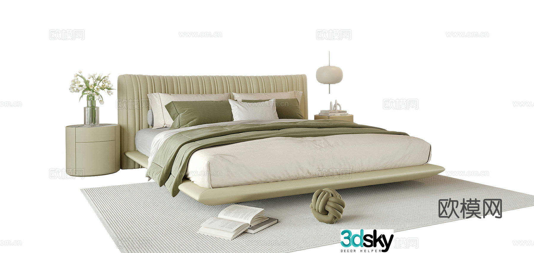 Modern double bed 3d model