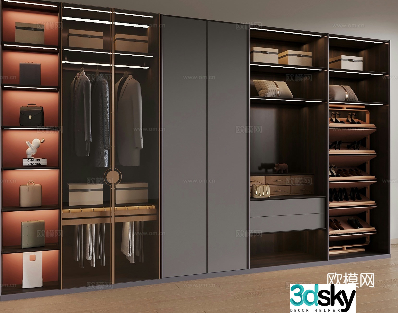 Italian style wardrobe wardrobe 3d model