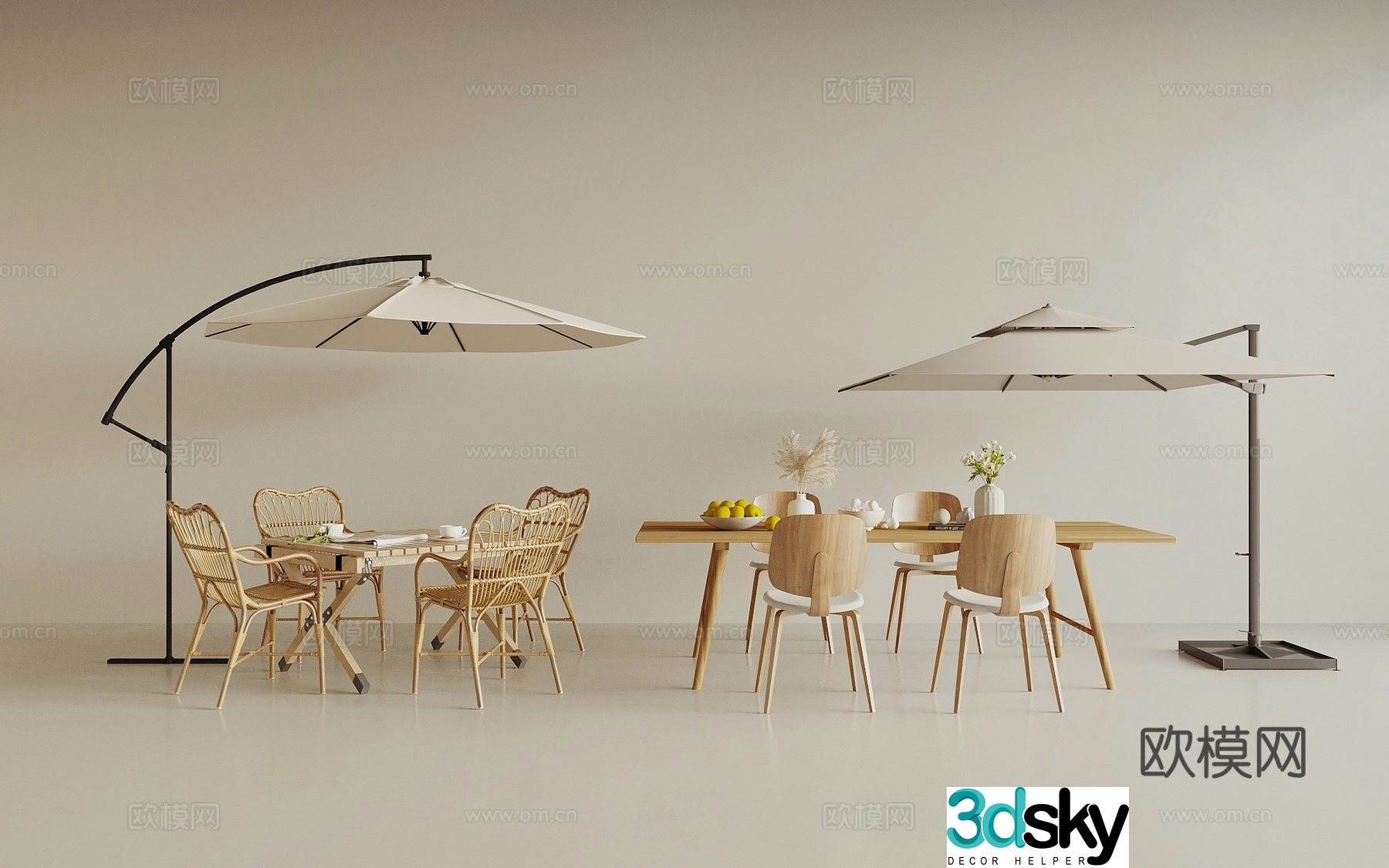 Outdoor tables and chairs camping tables and chairs parasol 3D model