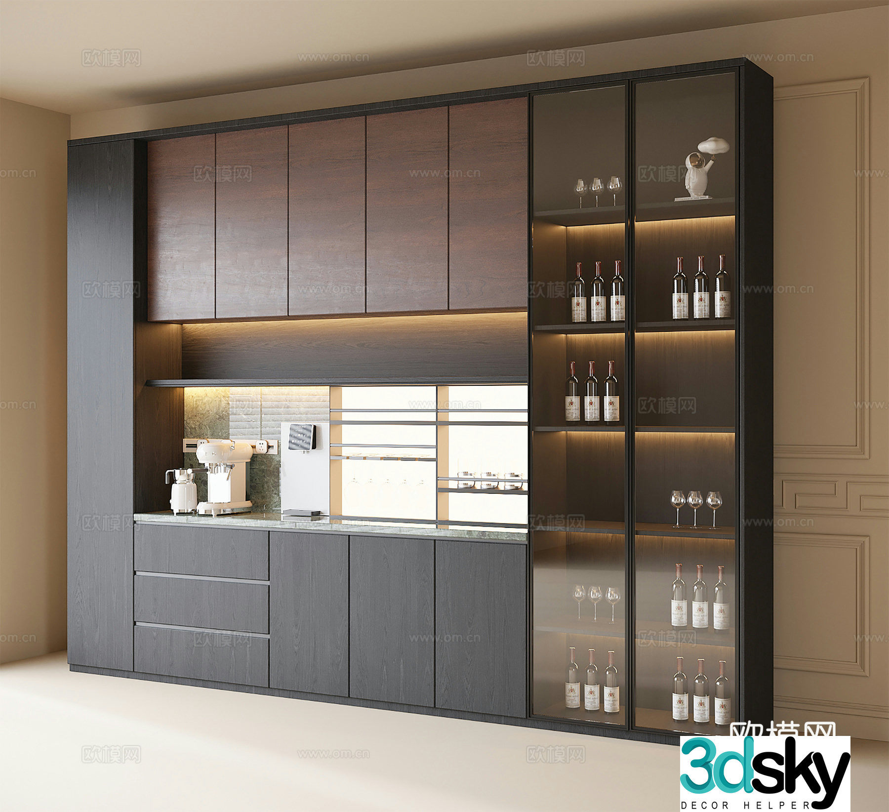 Italian wine cabinet sideboard 3d model