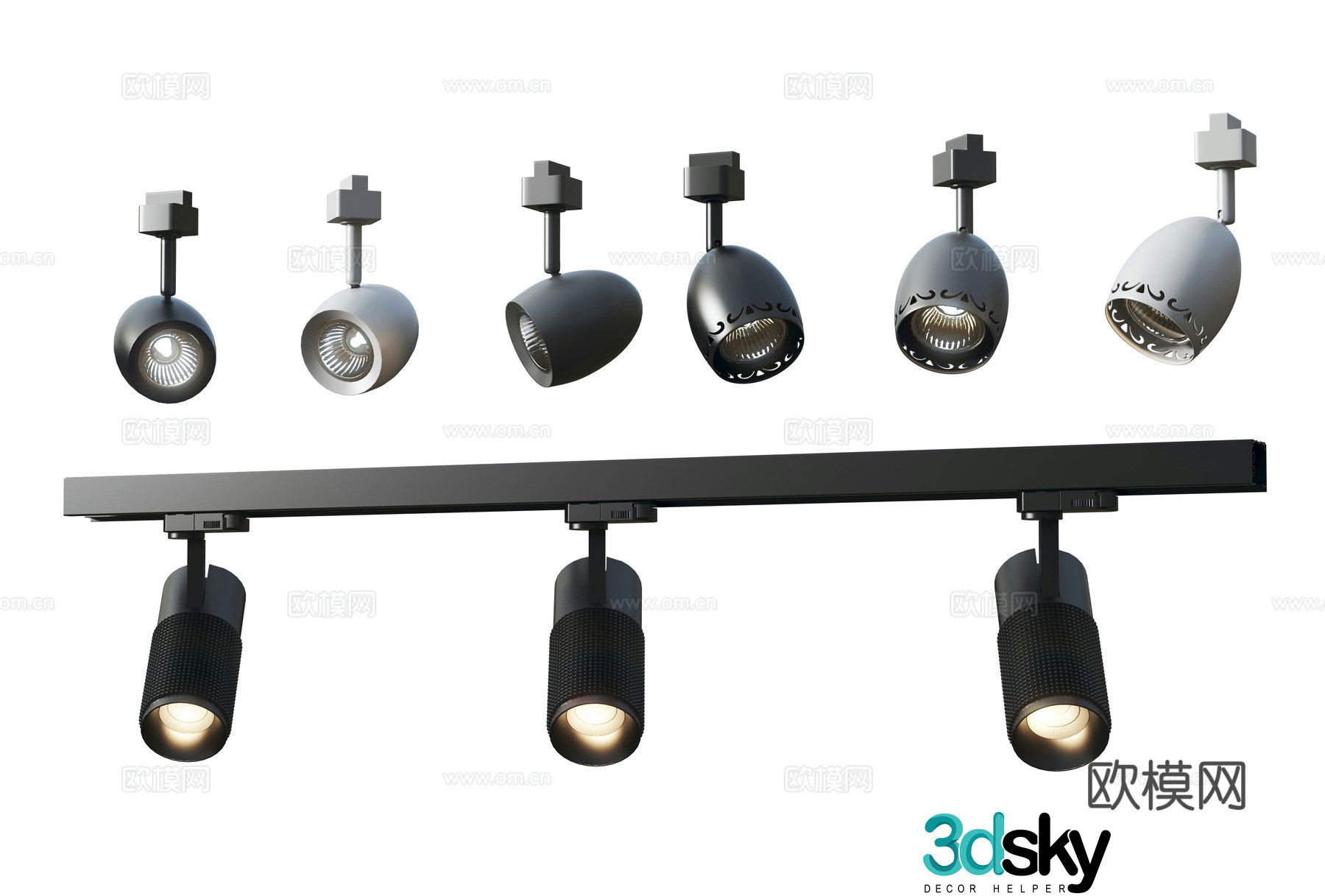 Modern downlight track spotlight 3d model