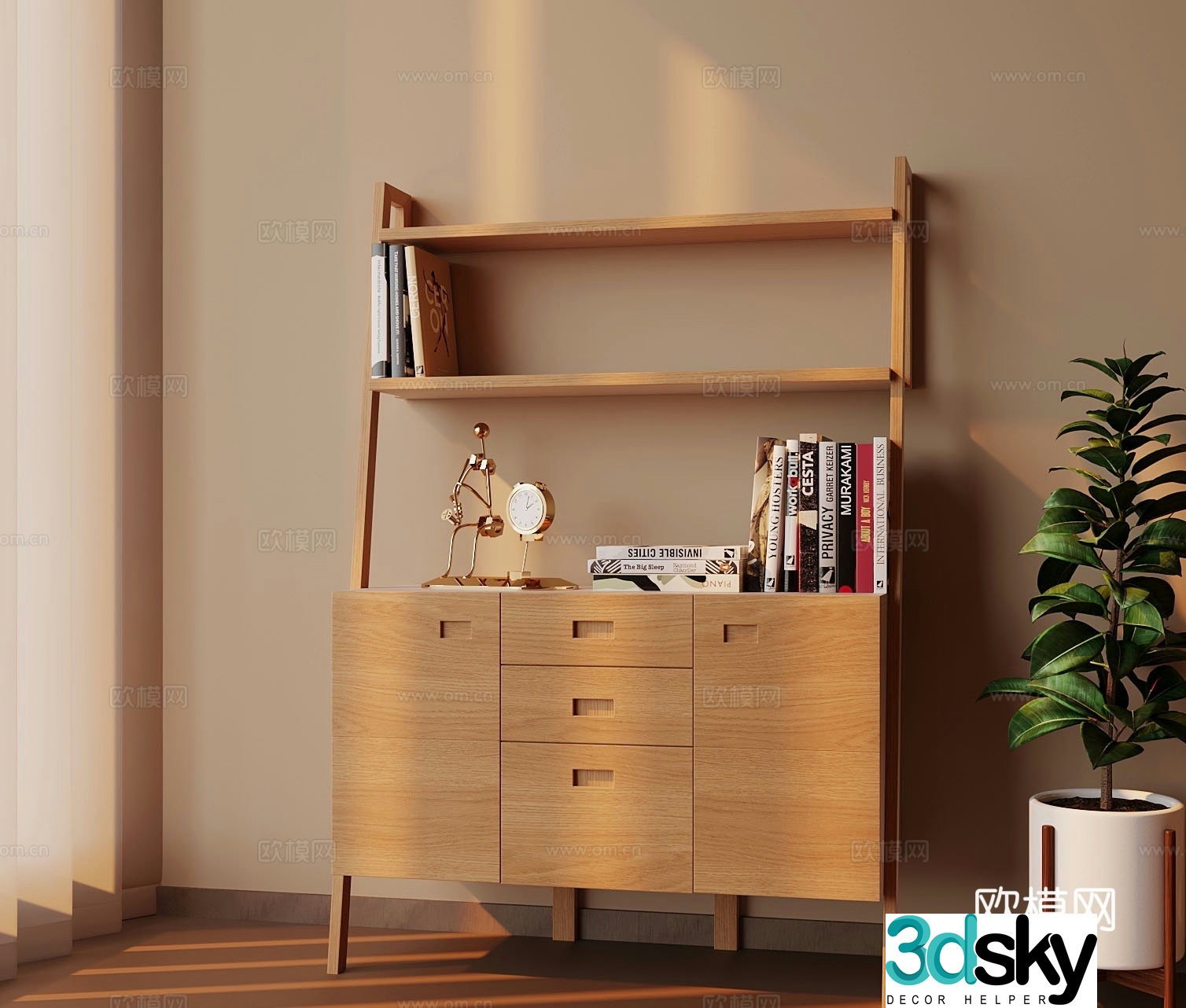 New Chinese style bookcase side cabinet finished cabinet 3D model