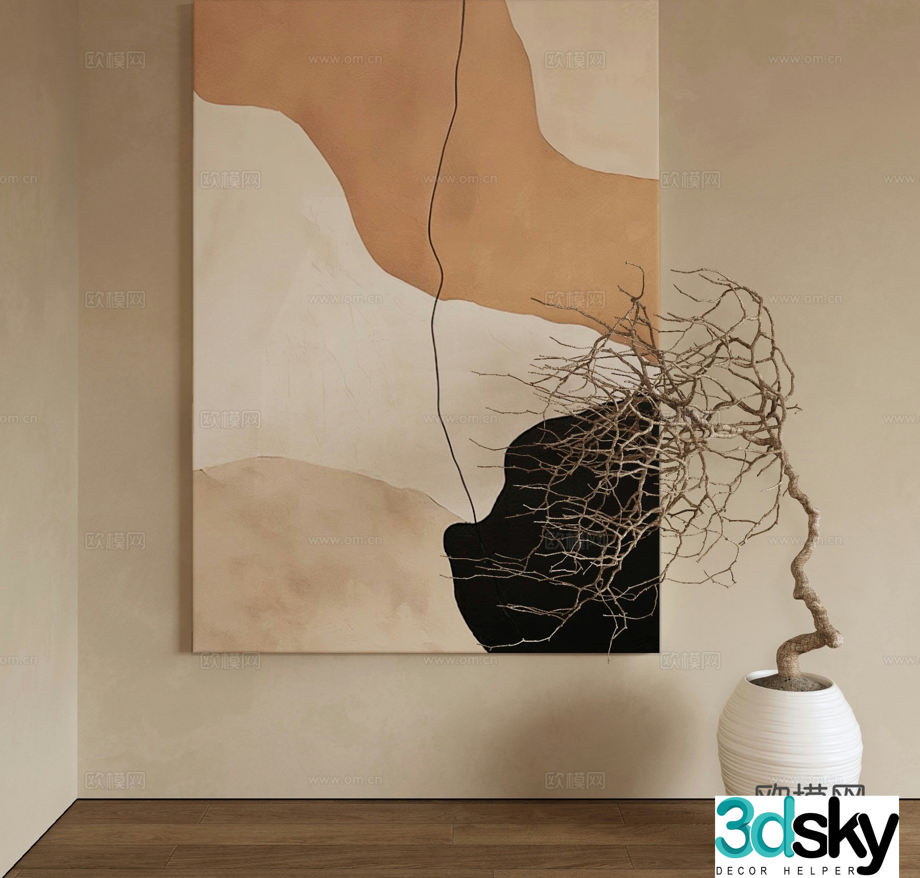 Modern decorative painting art painting abstract painting 3d model