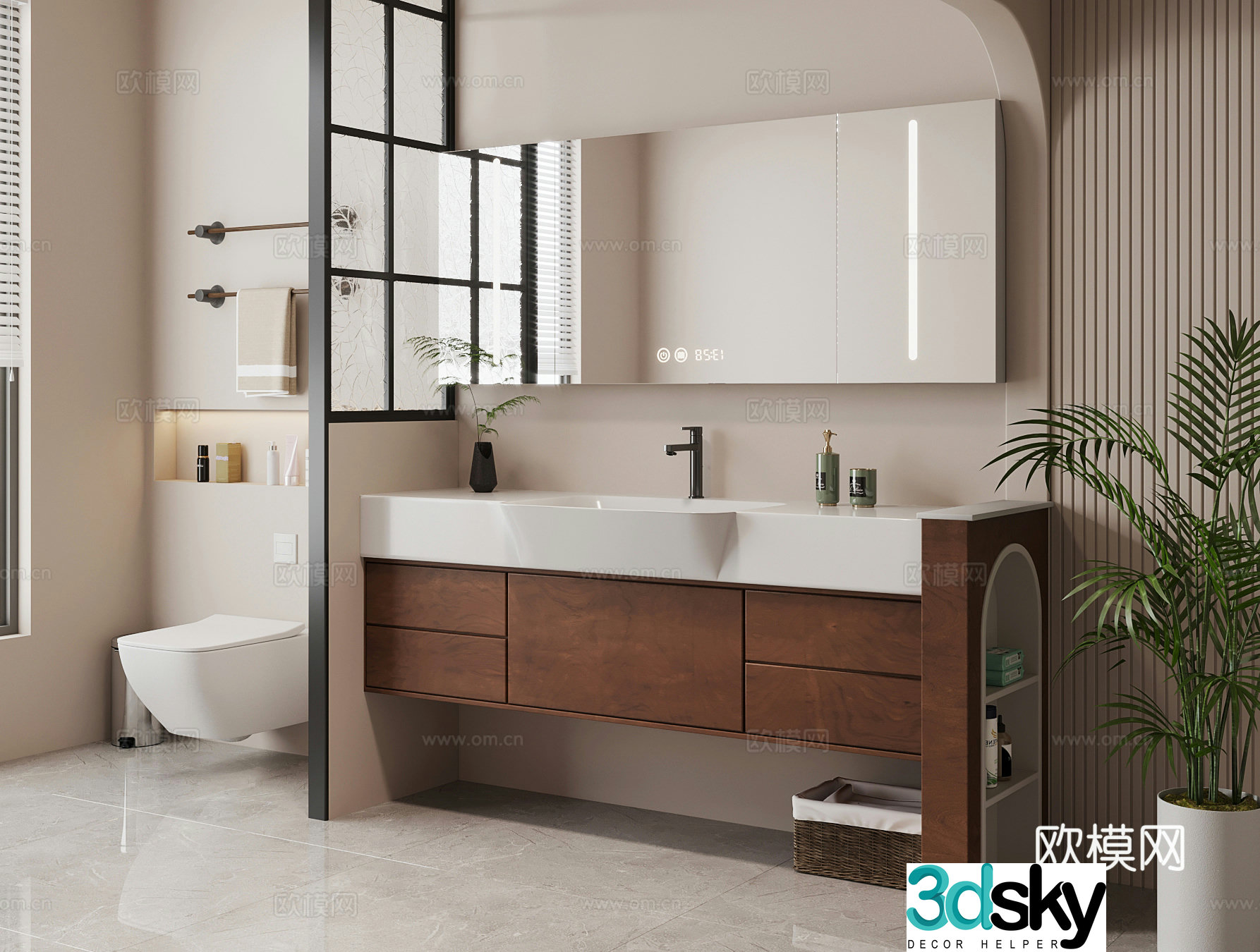 Medieval style bathroom cabinet toilet 3d model