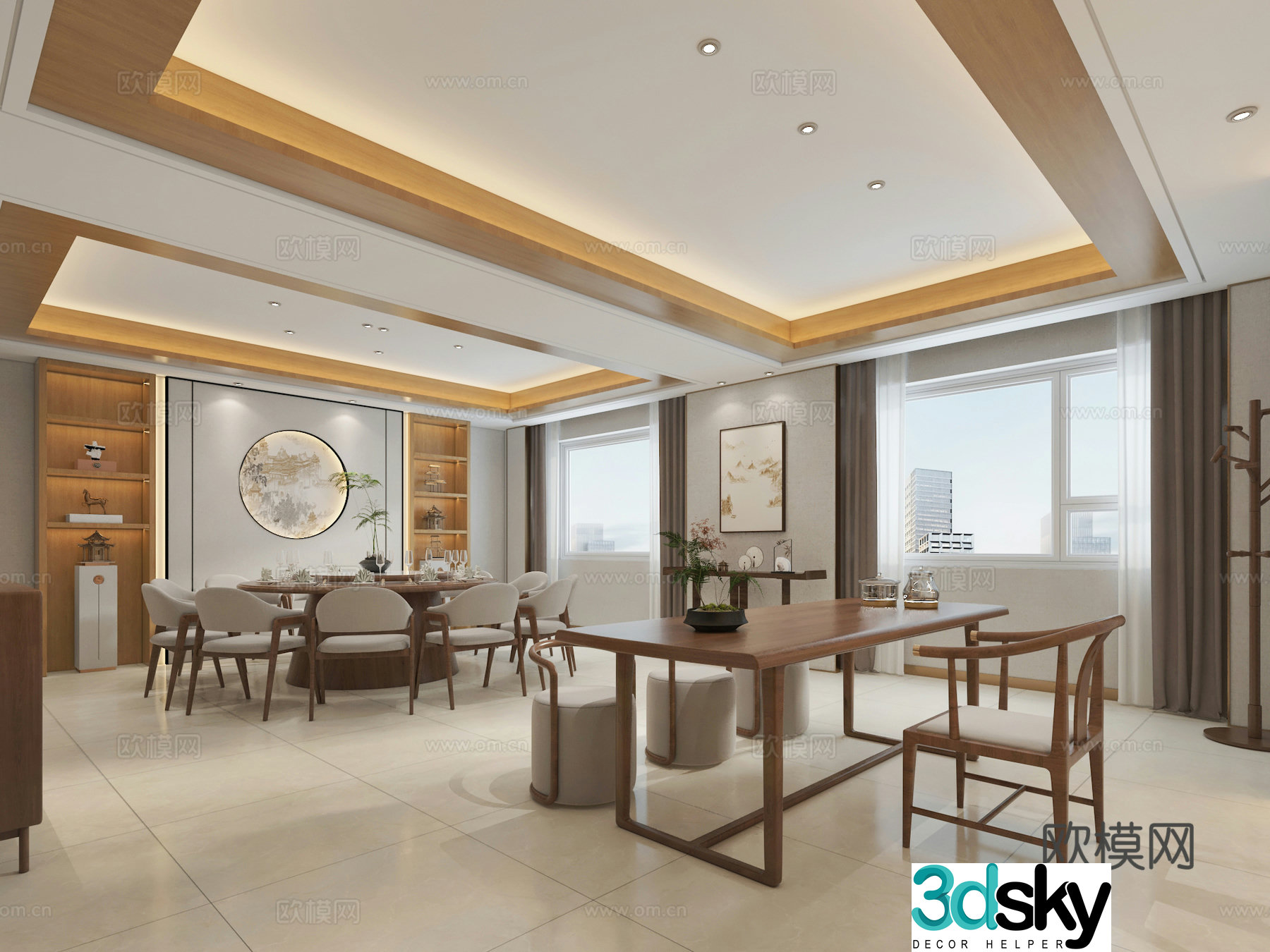 Chinese restaurant private room 3D model of restaurant private room