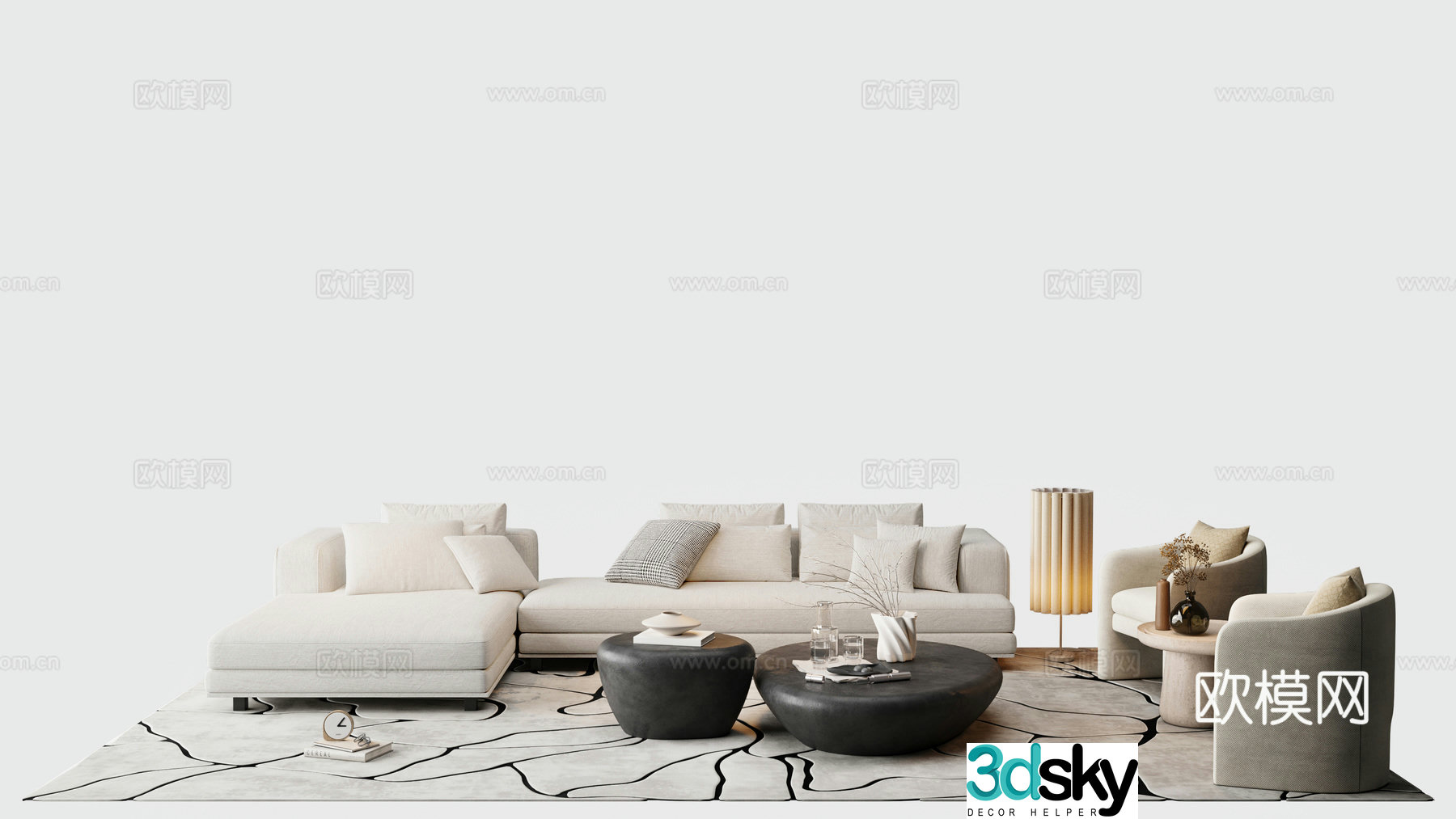 Modern modular sofa corner sofa coffee table 3d model