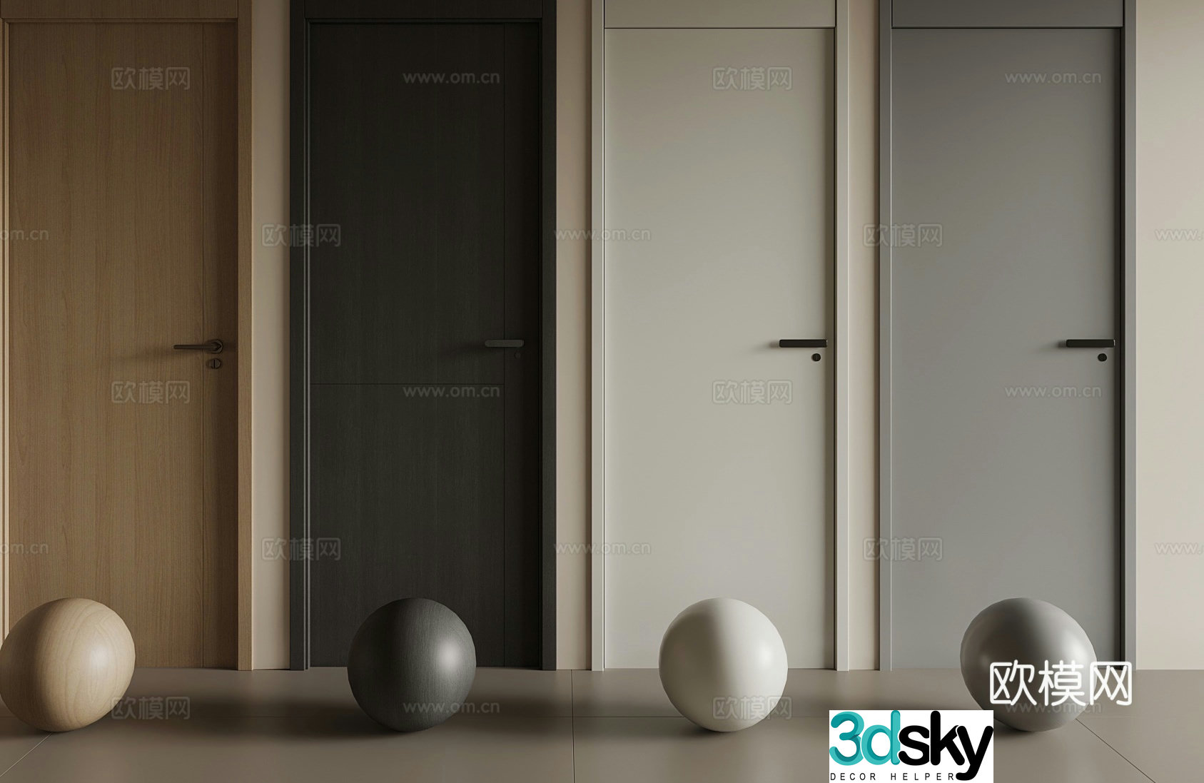 Modern door single door wooden door 3d model