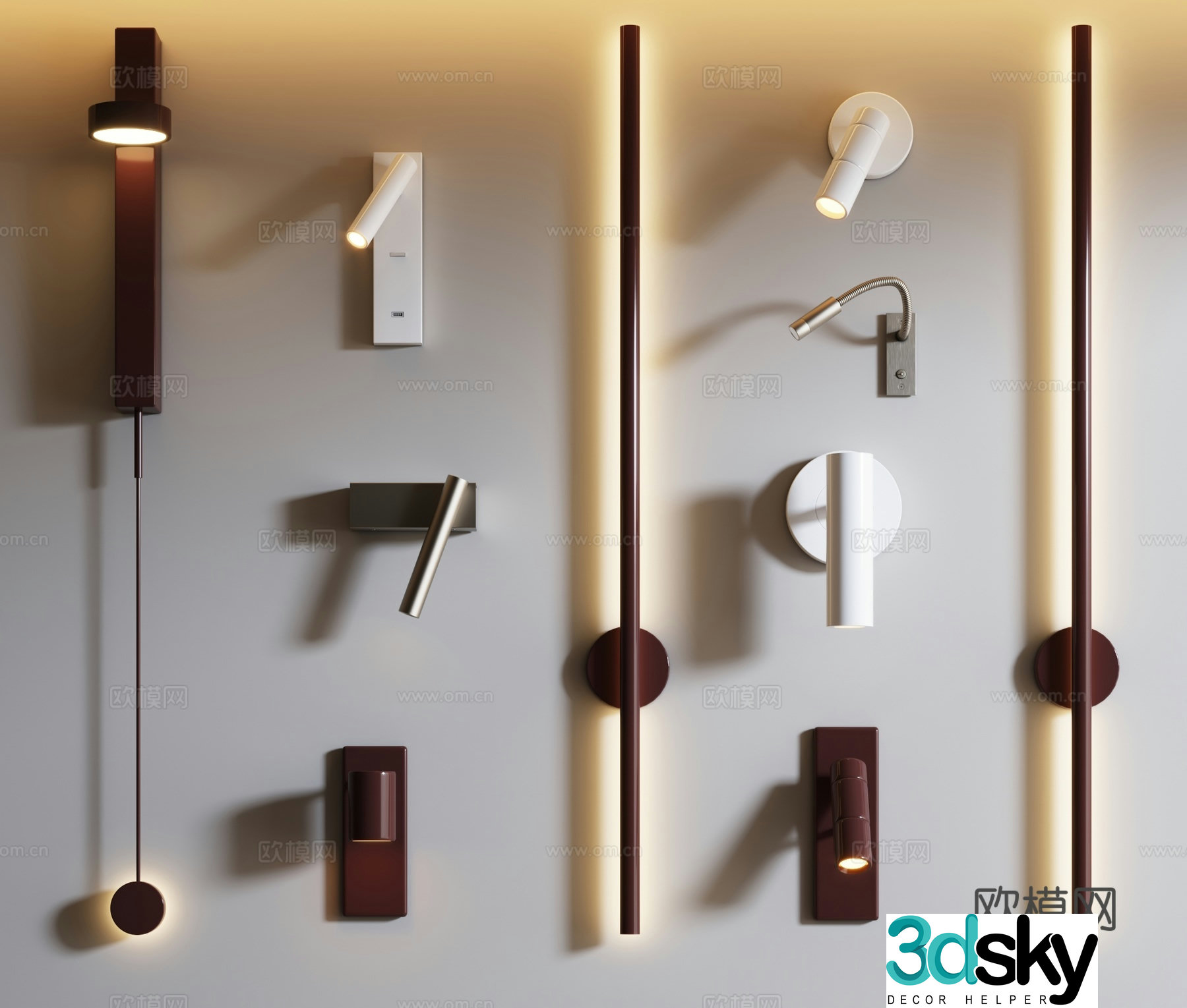 Light luxury wall lamp metal wall lamp atmosphere lamp long wall lamp 3D model