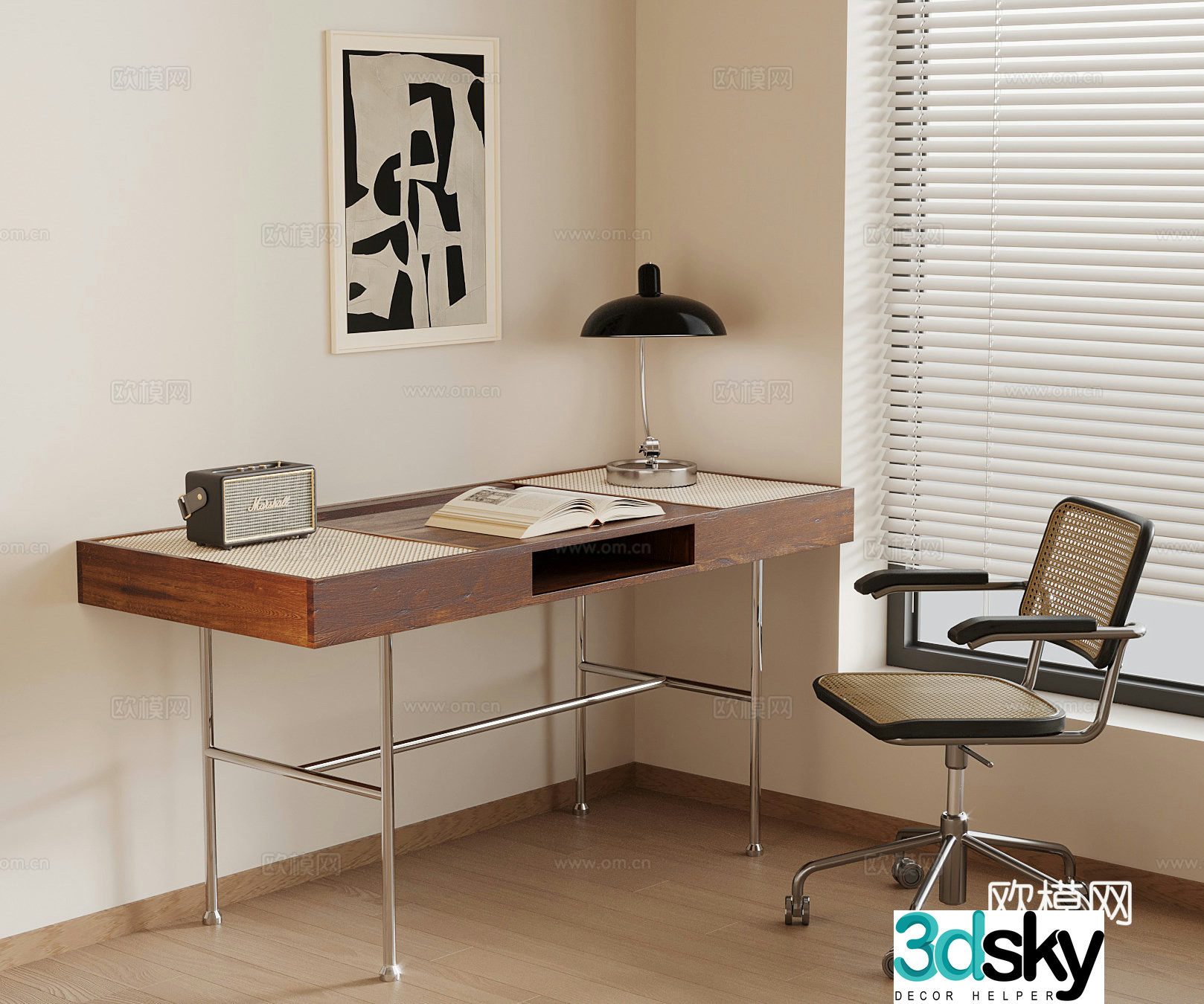 Medieval style desk and chair 3d model