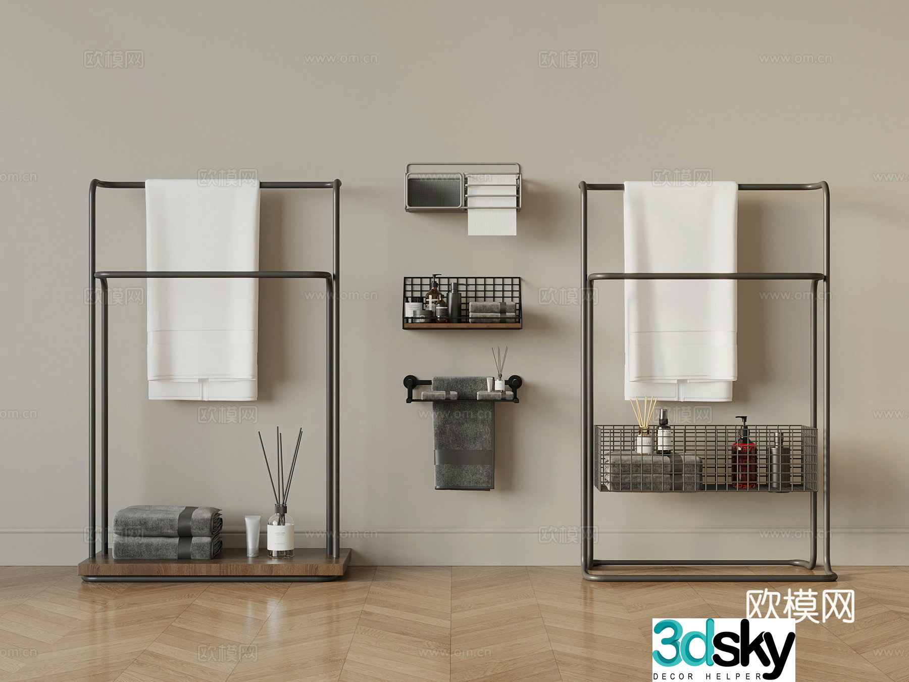 Modern vertical towel rack bathroom products 3d model