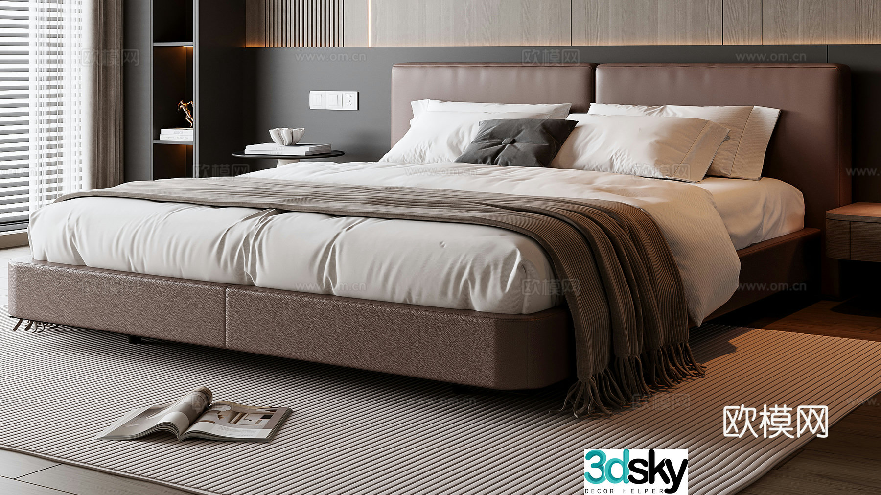 Italian double bed 3d model
