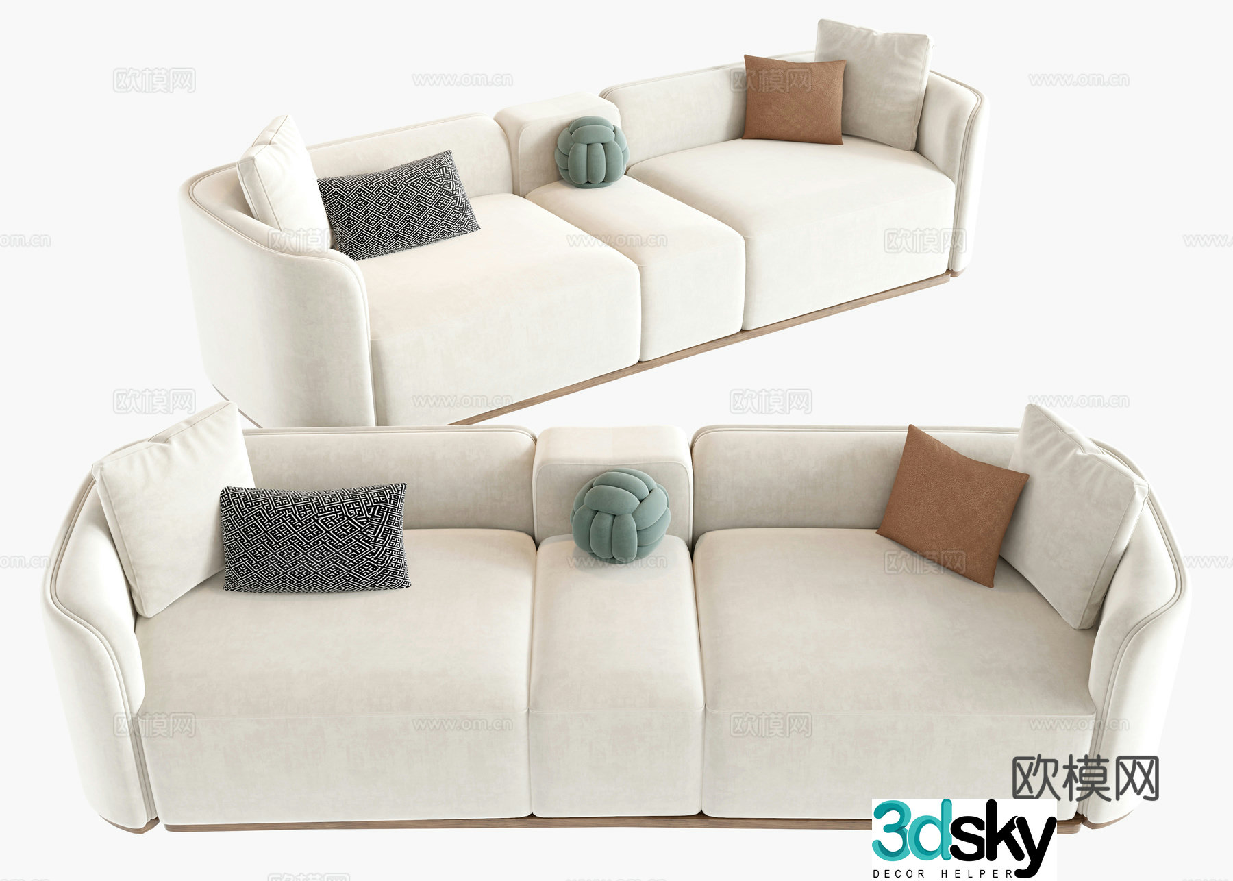 Three seater sofa armrest sofa 3d model