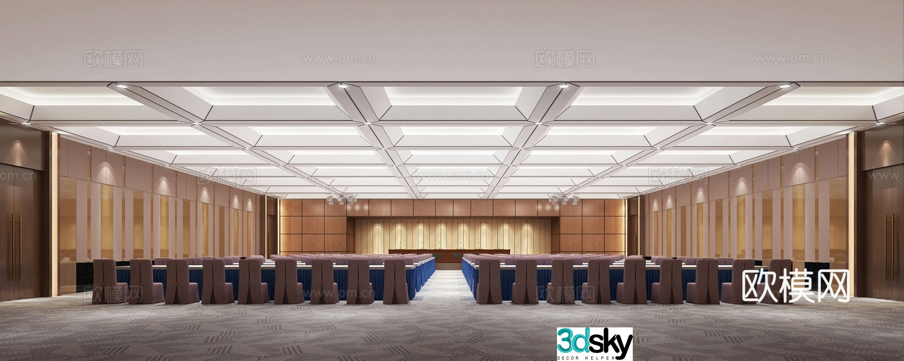 Modern bank hall 3d model