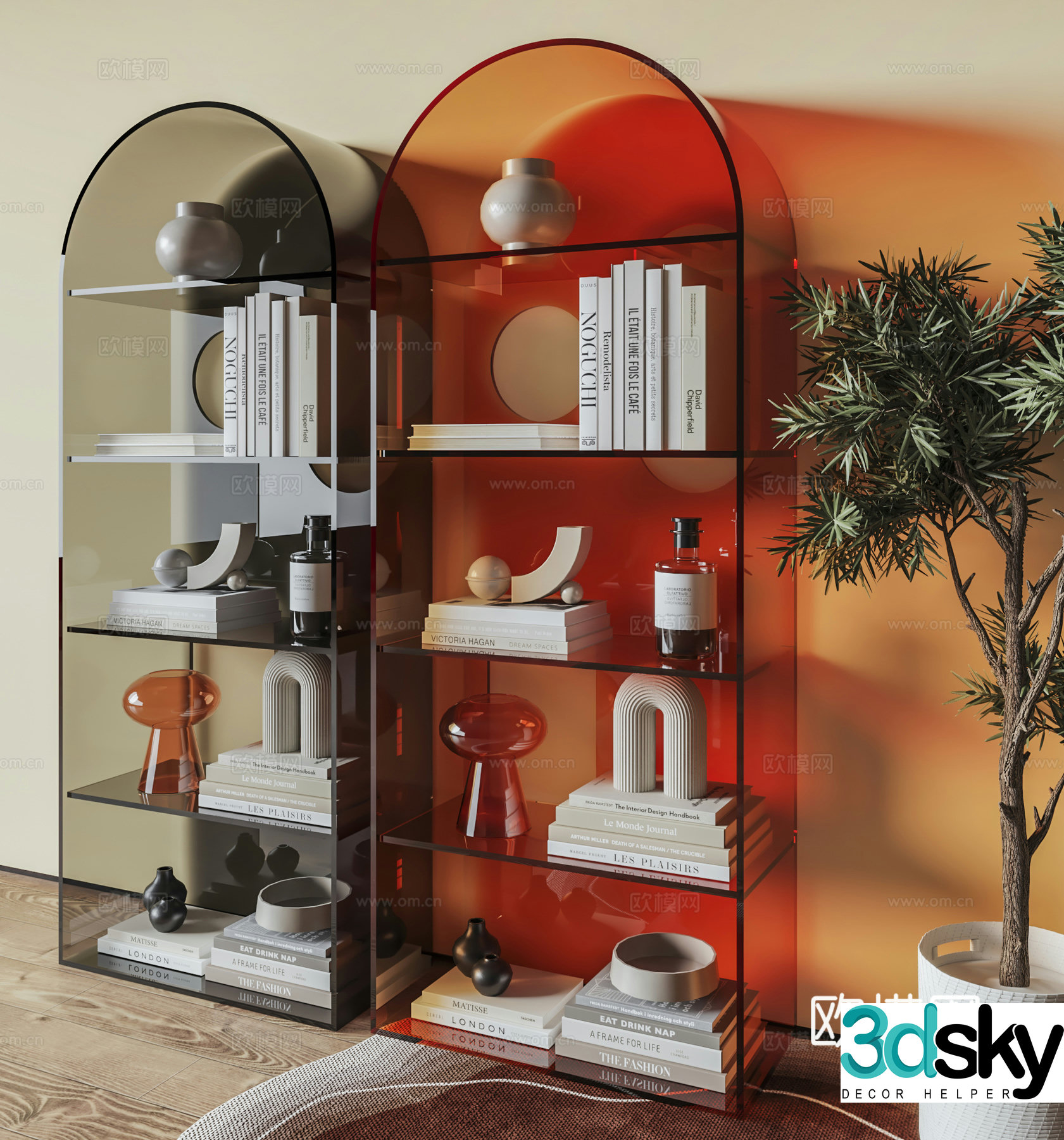 Acrylic bookcase bookshelf 3d model