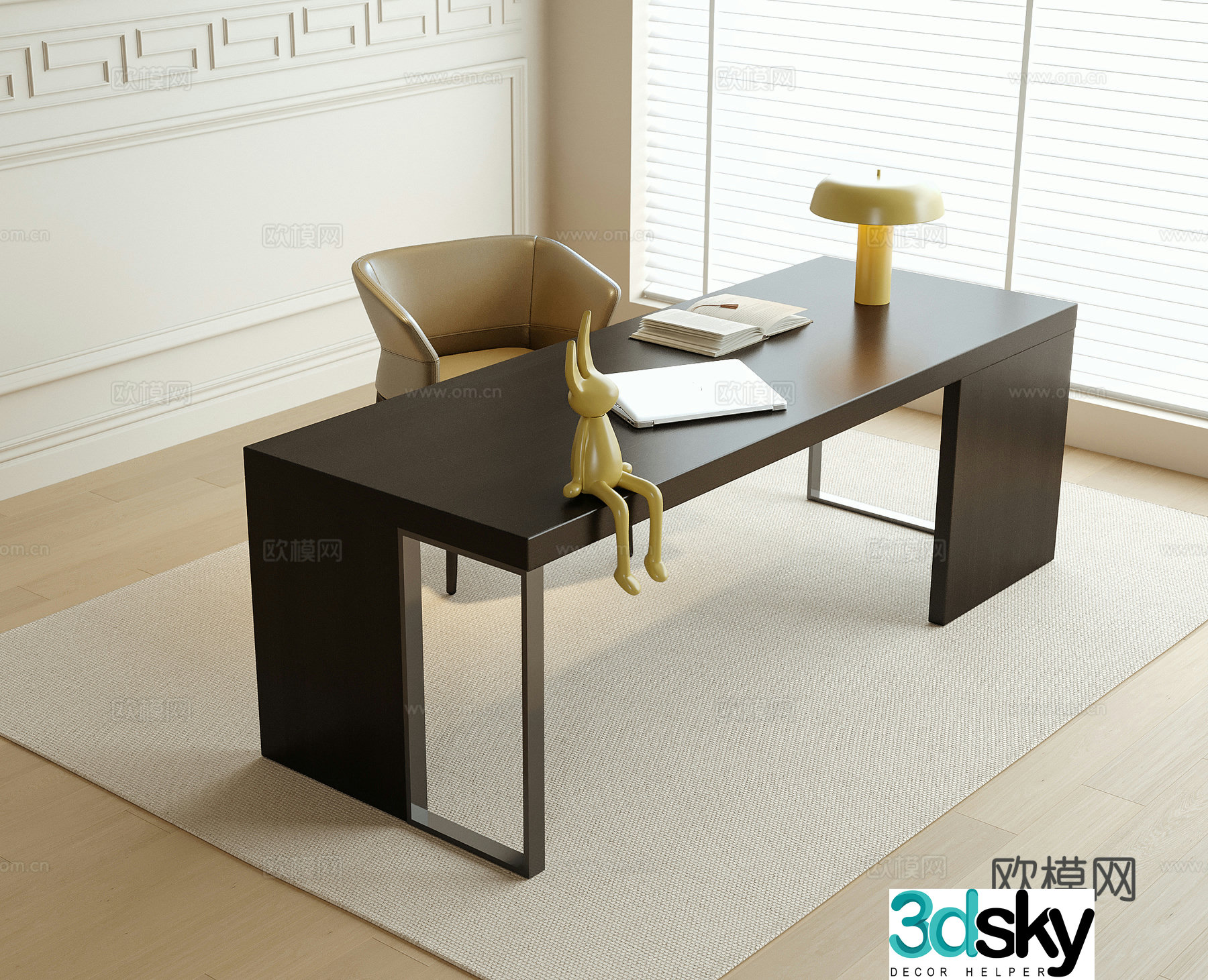 modern desk writing desk 3d model