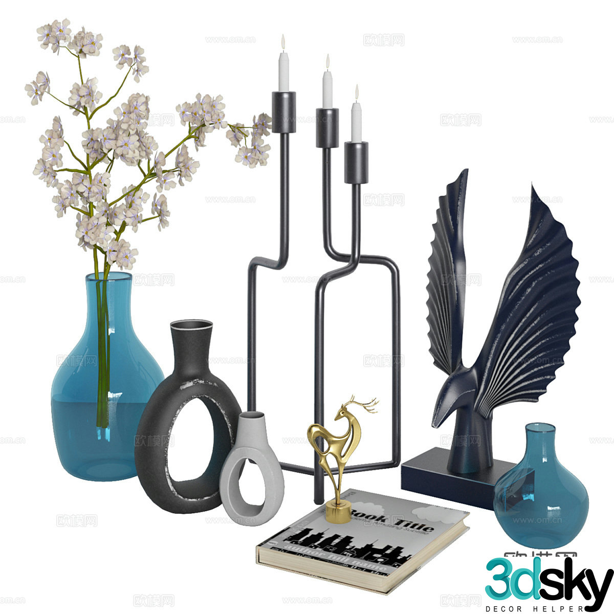 Modern decorations tableware vases candlestick lamps sculpture 3D models