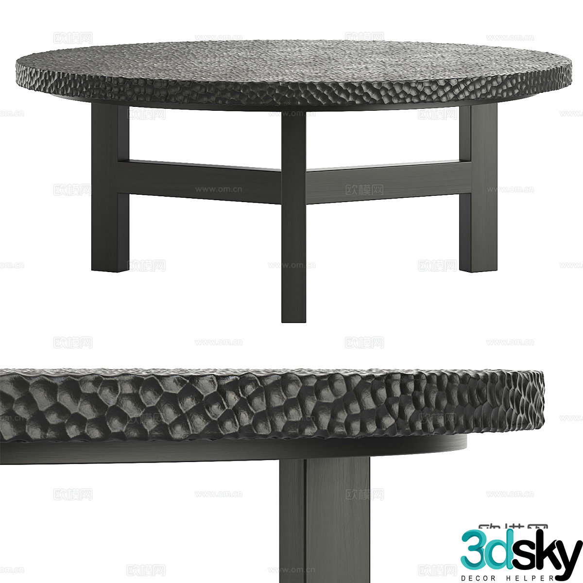 Round dining table and chairs 3d model