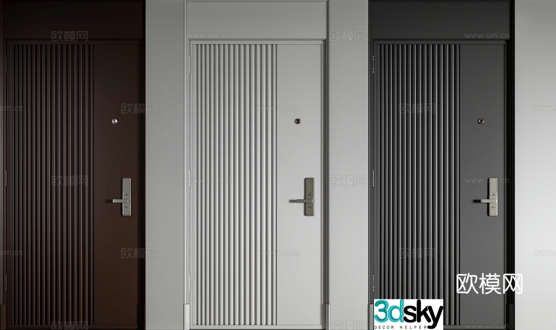 Modern entrance door through roof door single door 3d model