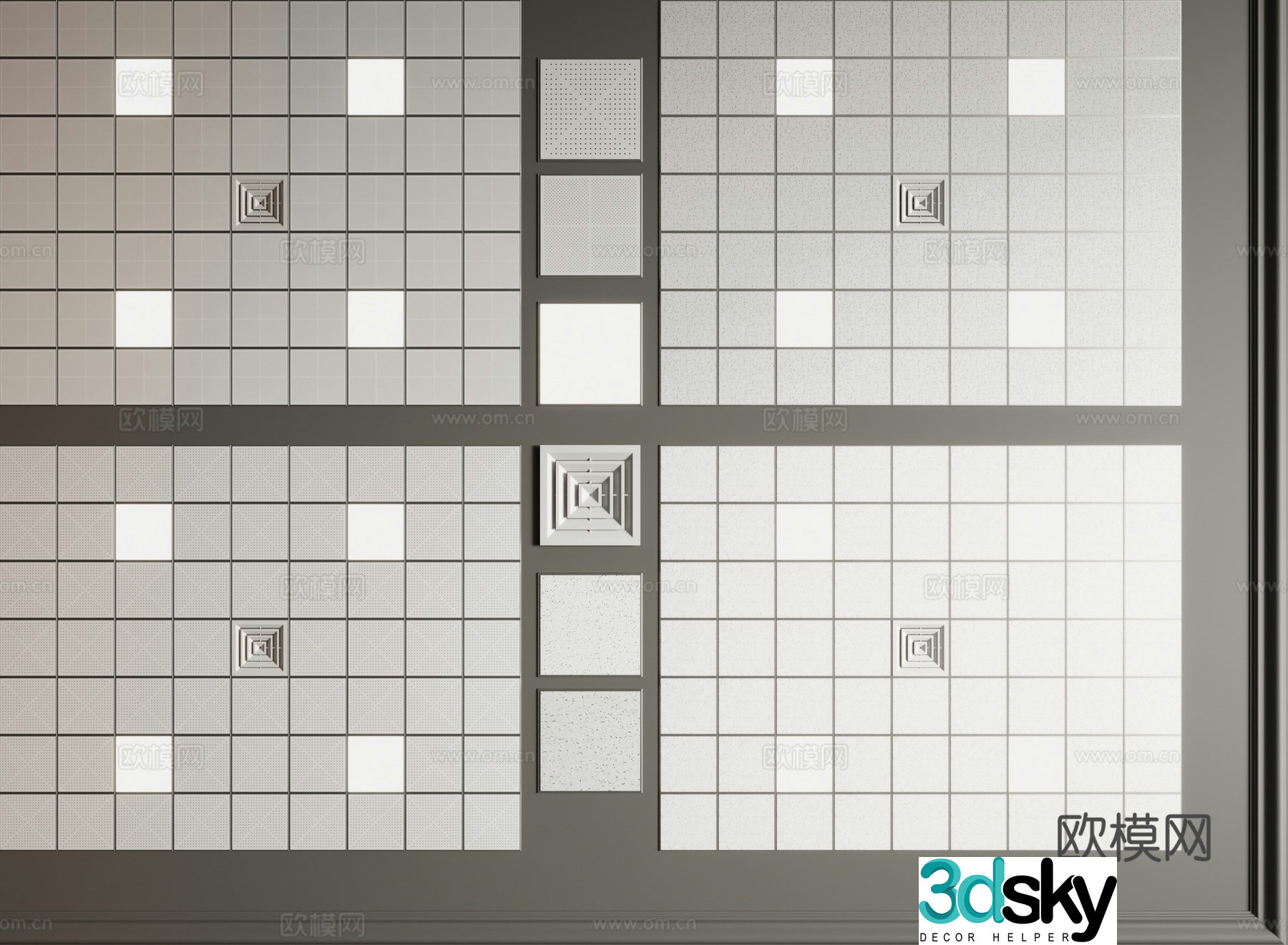 Modern aluminum gusset ceiling 3D model