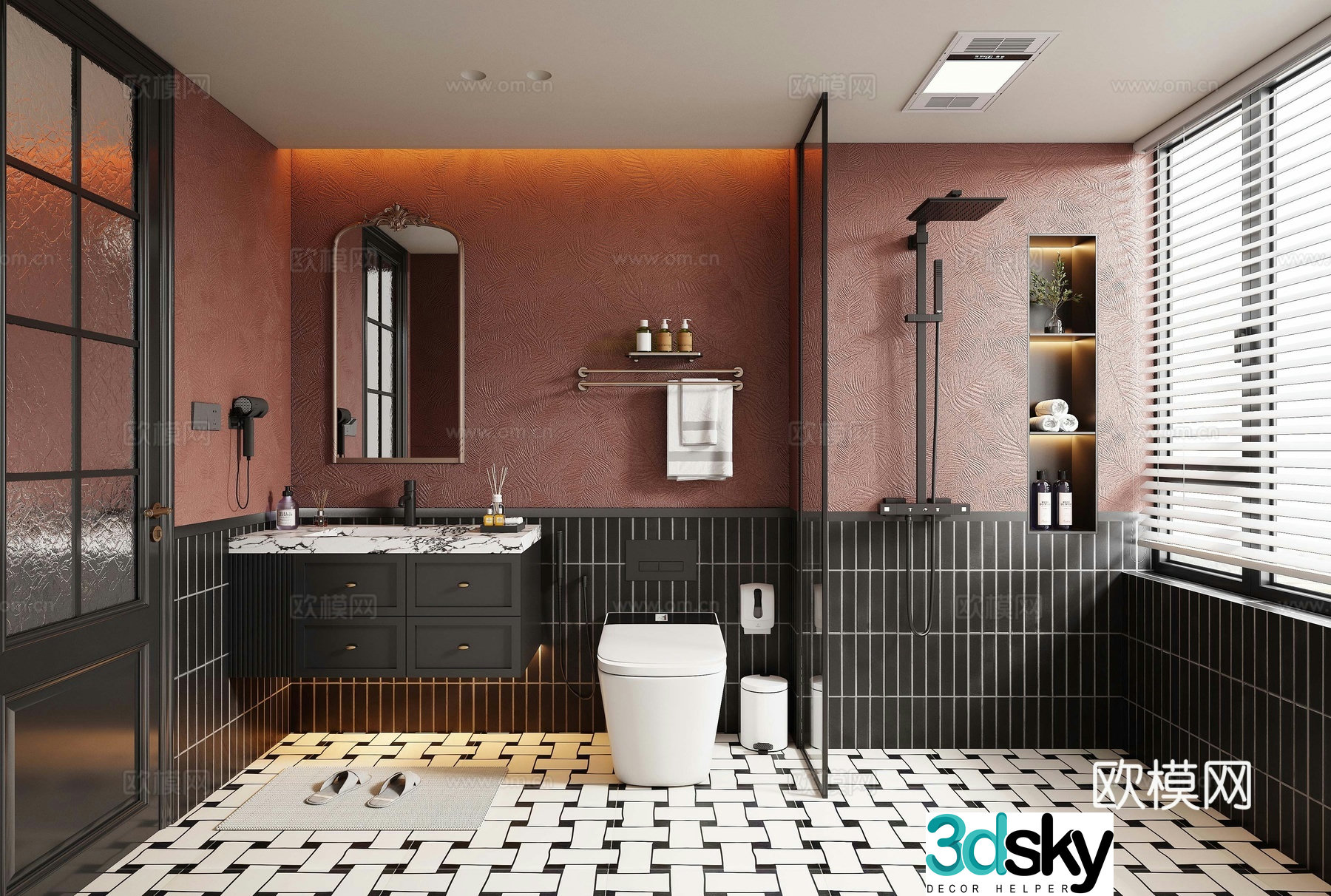 French retro bathroom bathroom 3d model