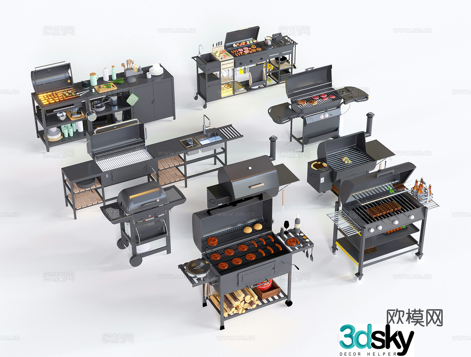 Outdoor barbecue grill barbecue grill 3d model