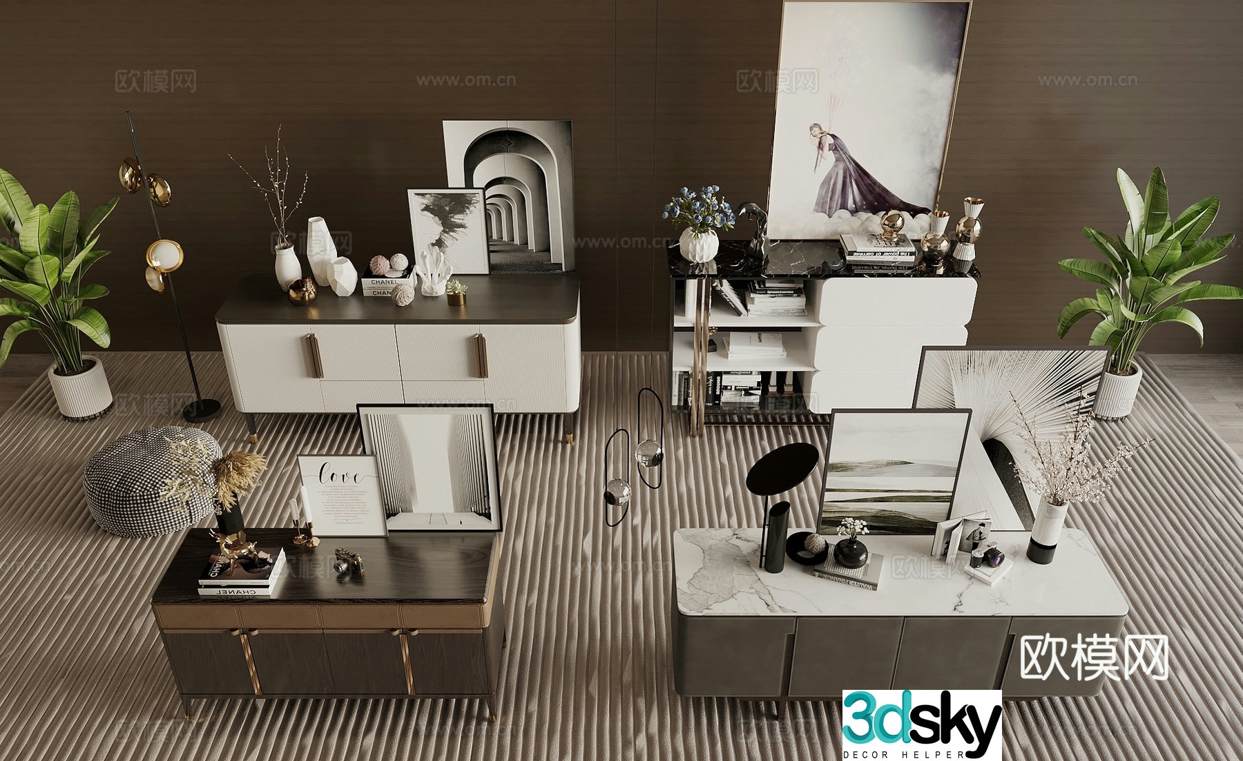 Modern entryway cabinet side cabinet 3d model