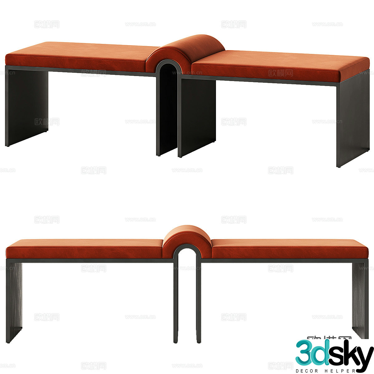 Italian stool bench sofa stool 3d model