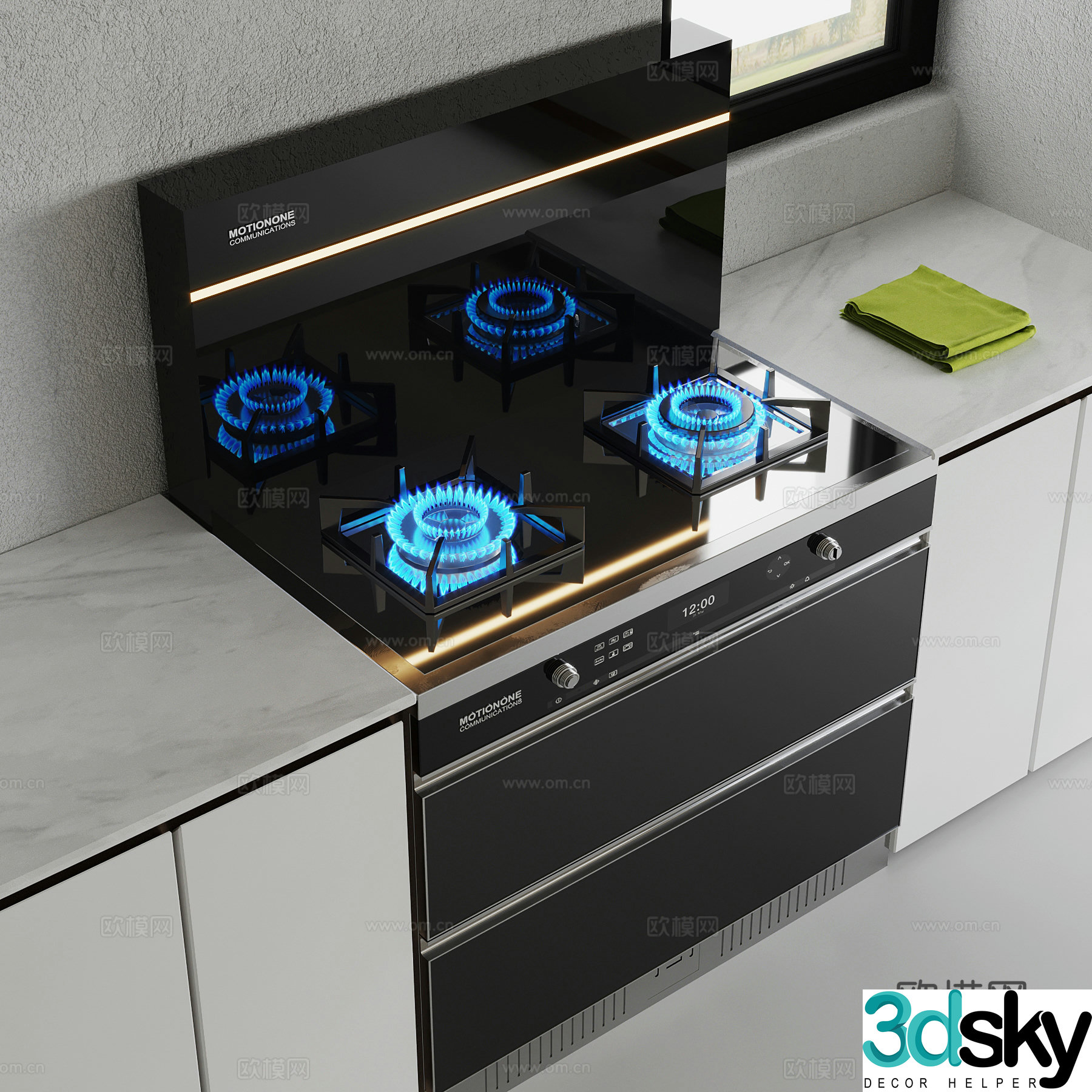 Integrated stove stove stove hood stove 3d model