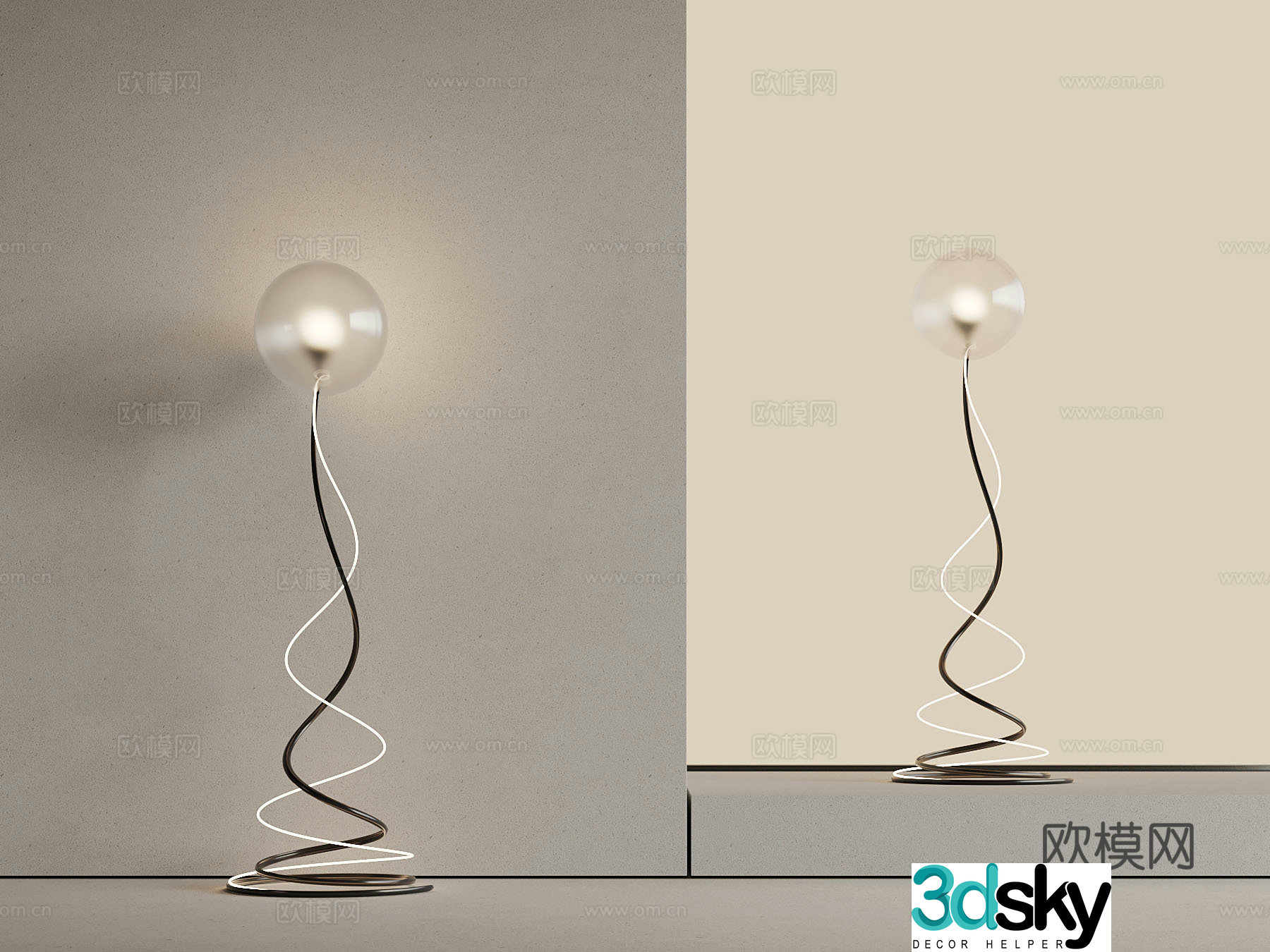 Spherical floor lamp glass floor lamp 3d model