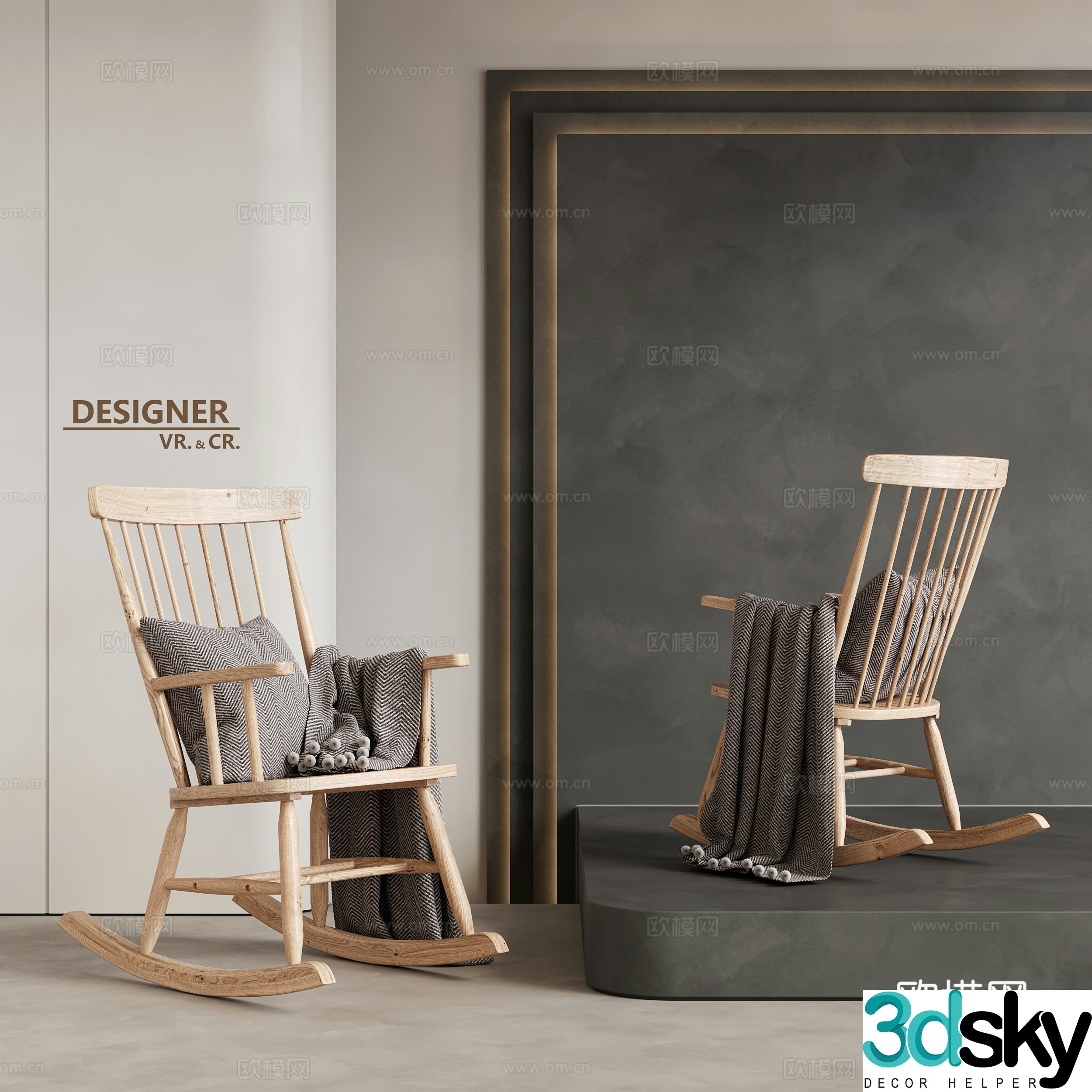 outdoor chair rocking chair wooden chair 3d model