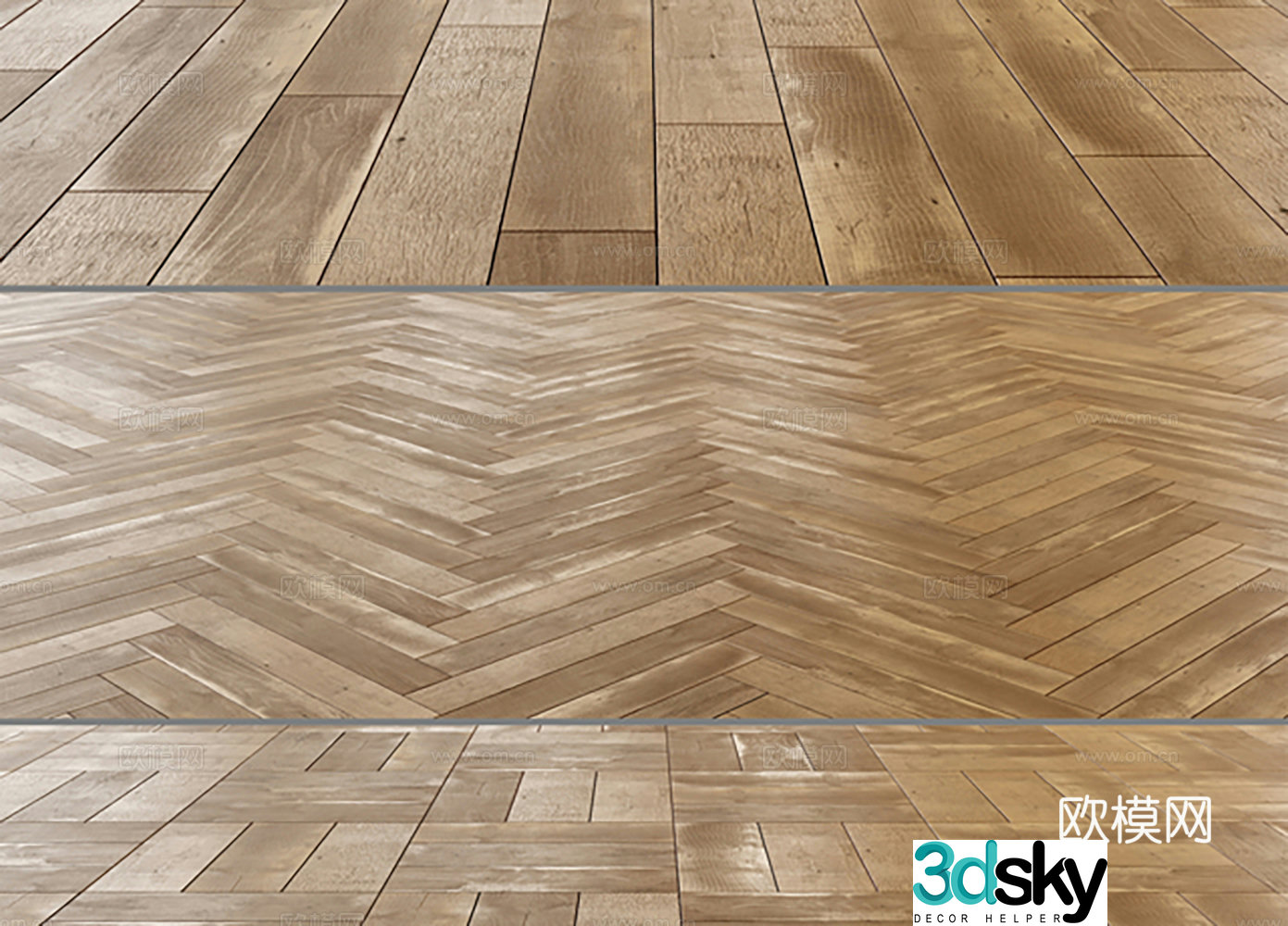 Herringbone parquet wood flooring wood grain 3d model