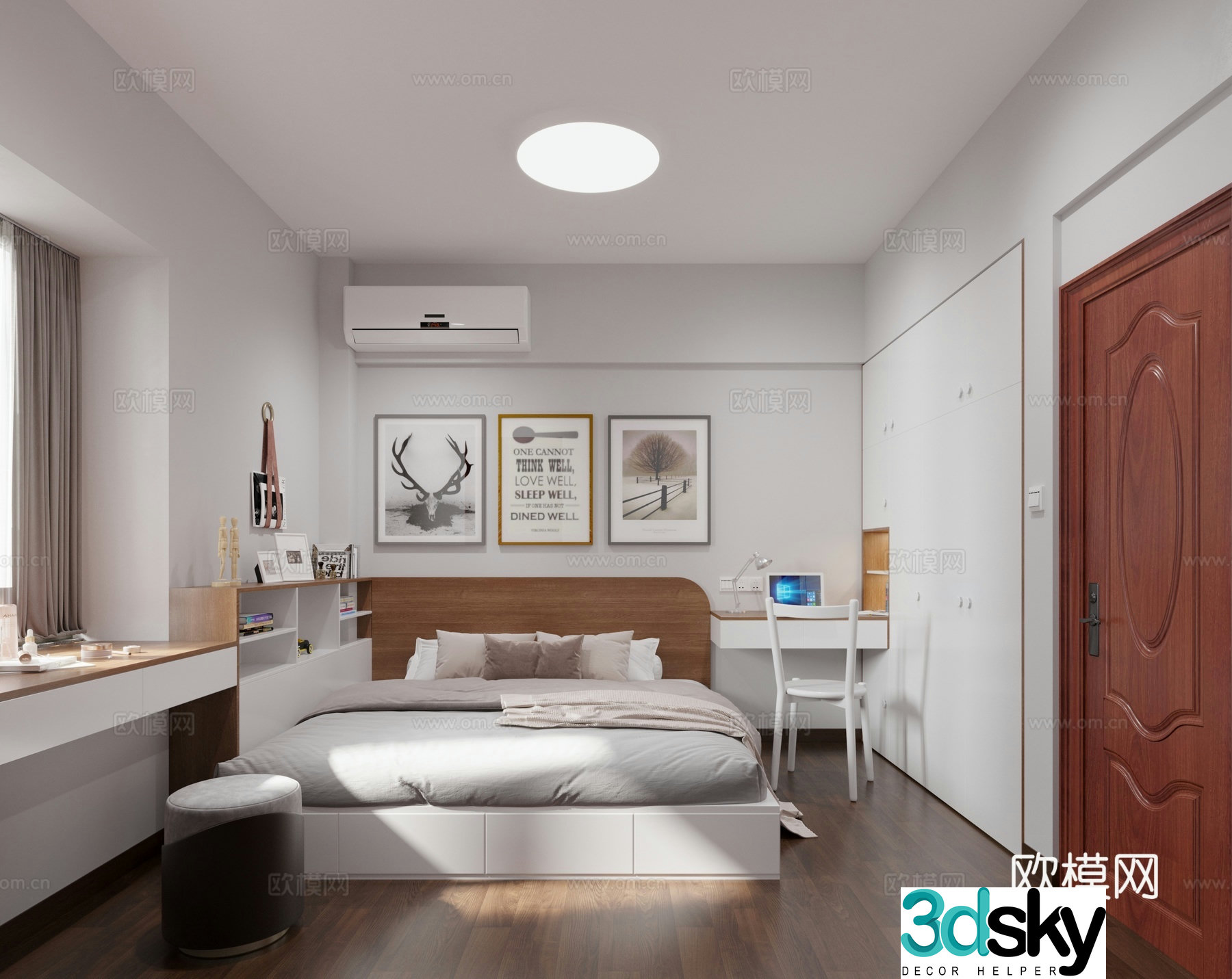 Modern bedroom second bedroom 3d model