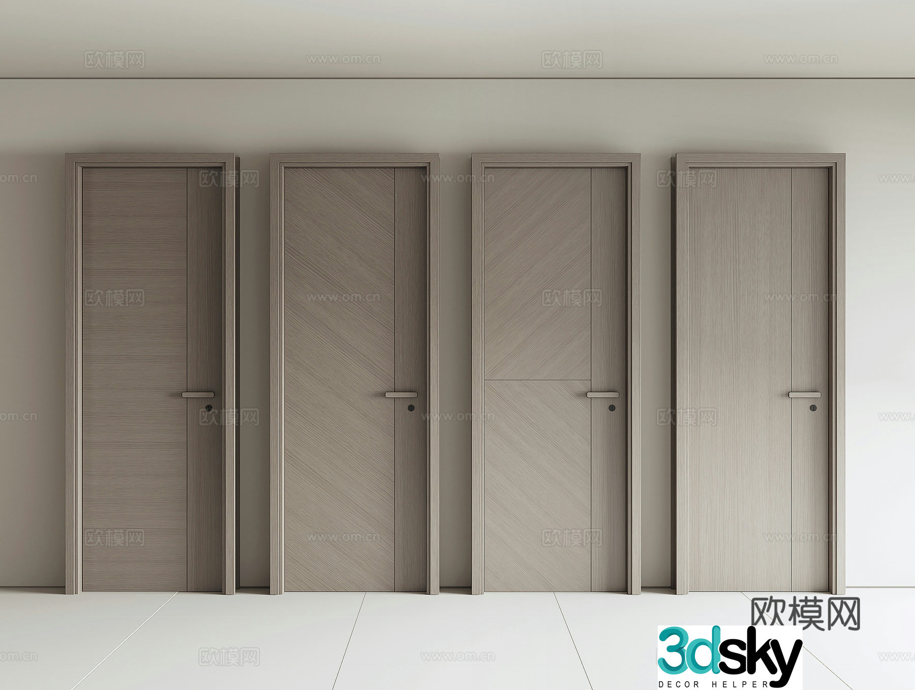 Single door swing door bedroom door 3d model