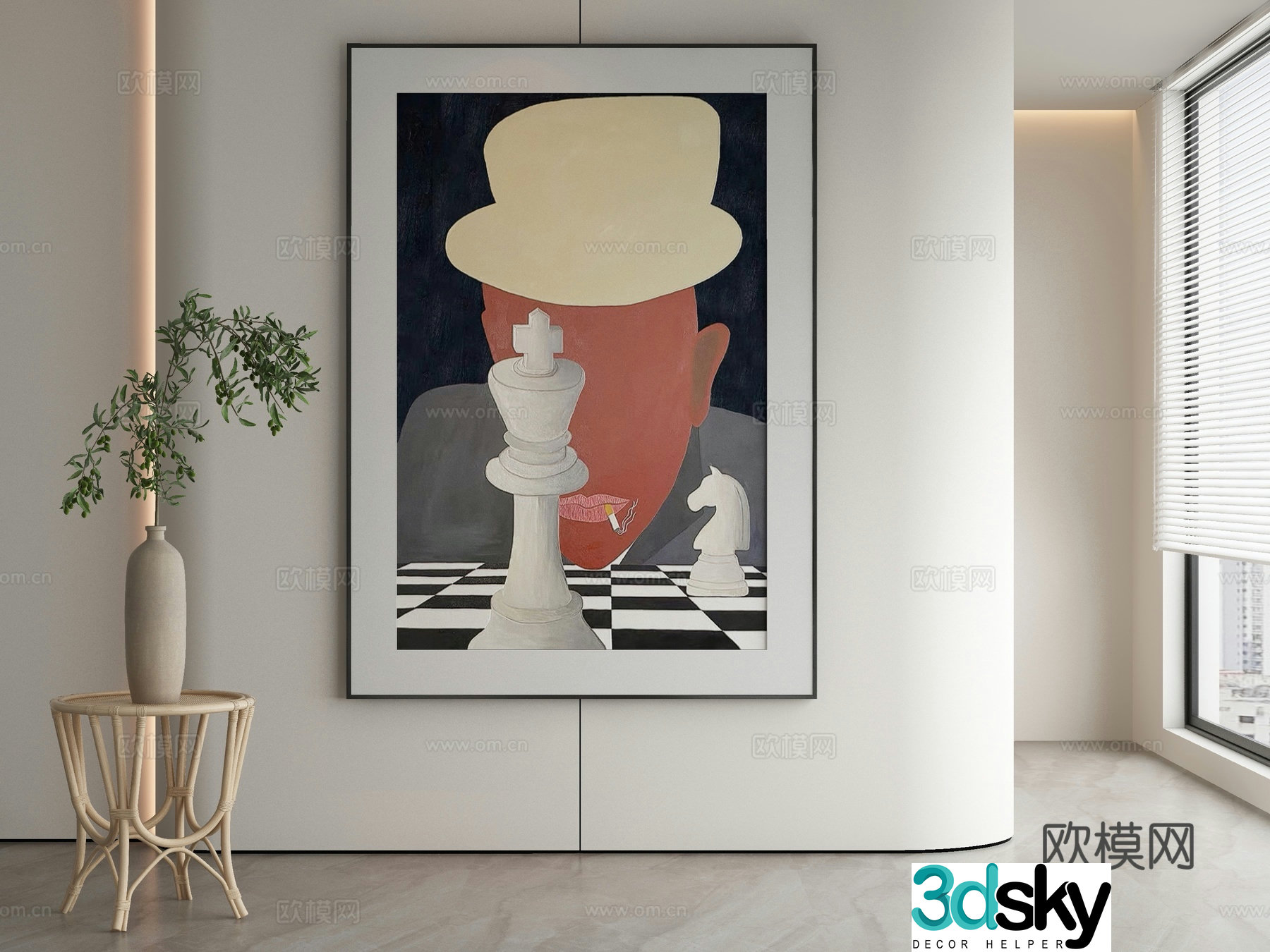 Modern decorative painting abstract painting hanging painting 3d model