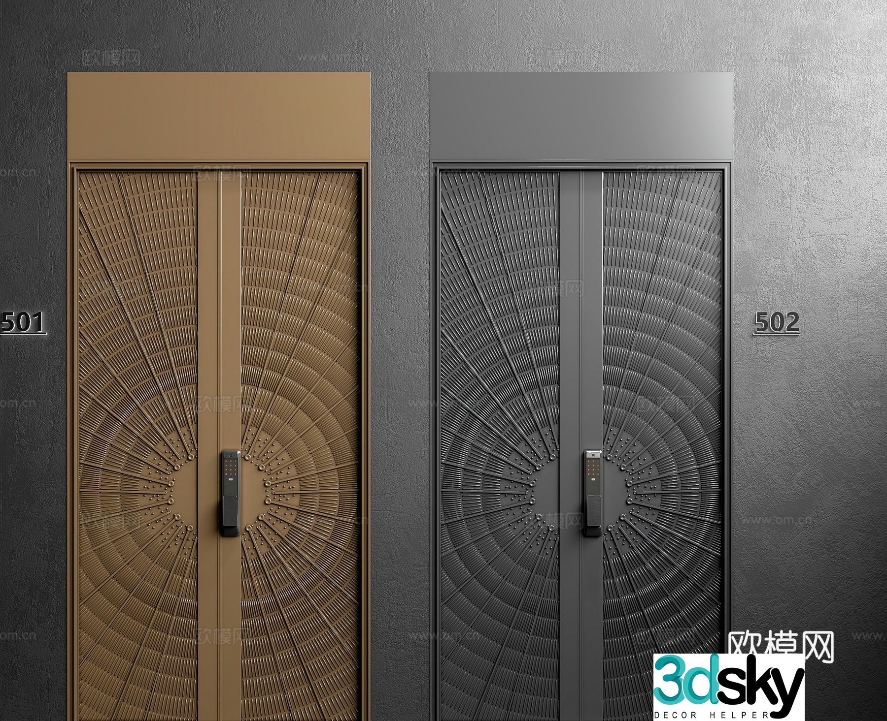Entrance door single door swing door password door 3d model