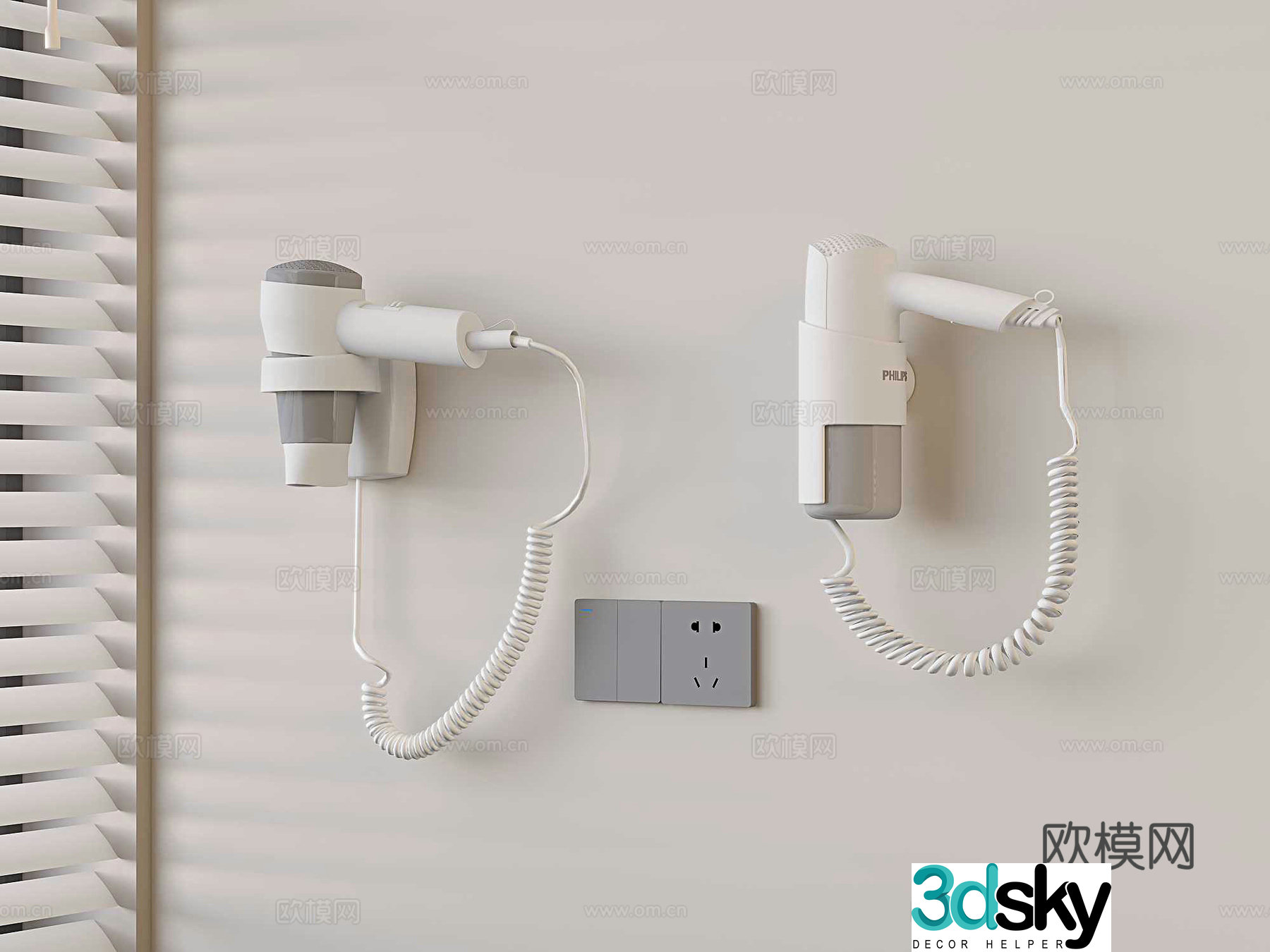 Wall mounted hair dryer hair dryer 3d model