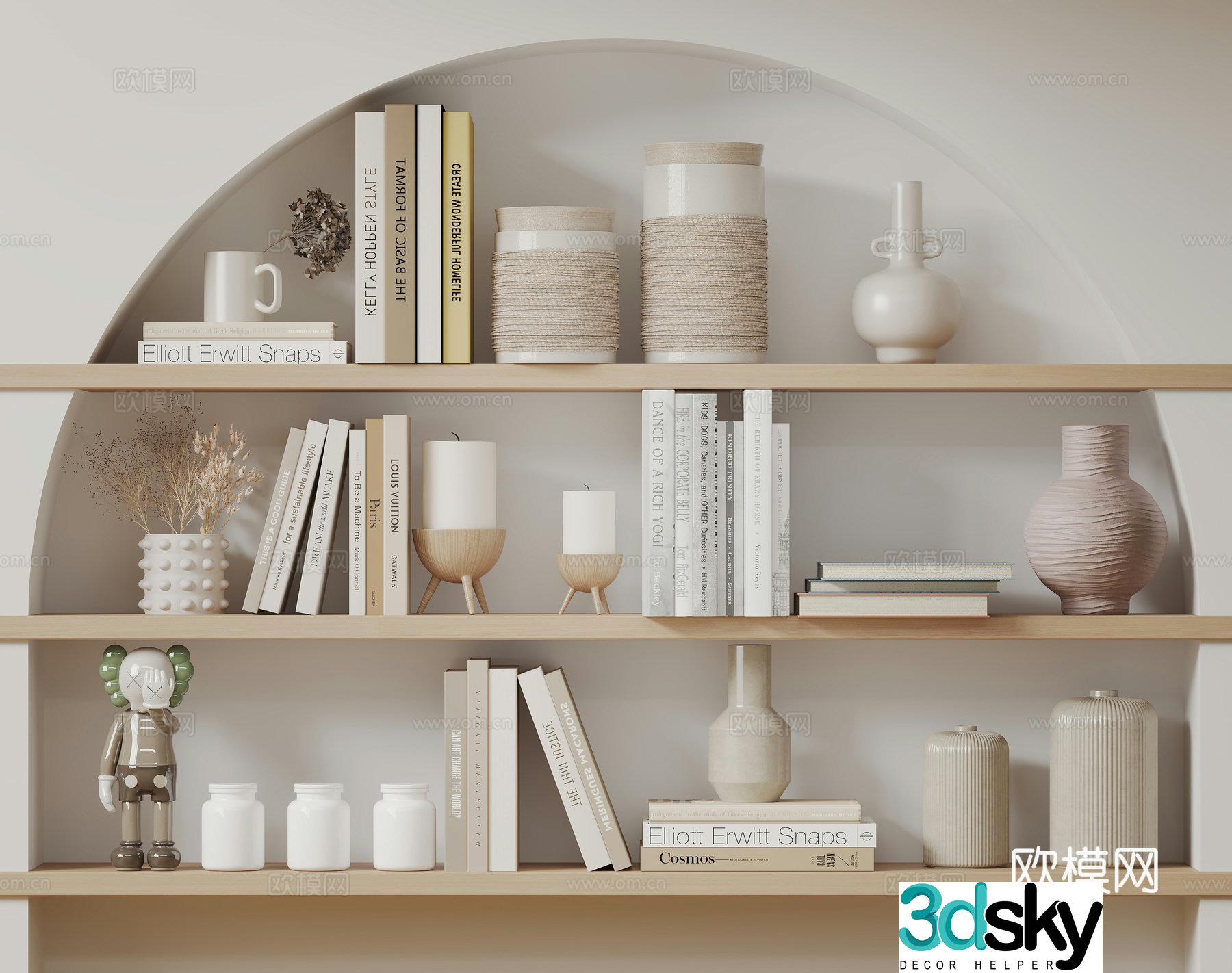 Modern decorations ornaments sculptures books vases 3d model