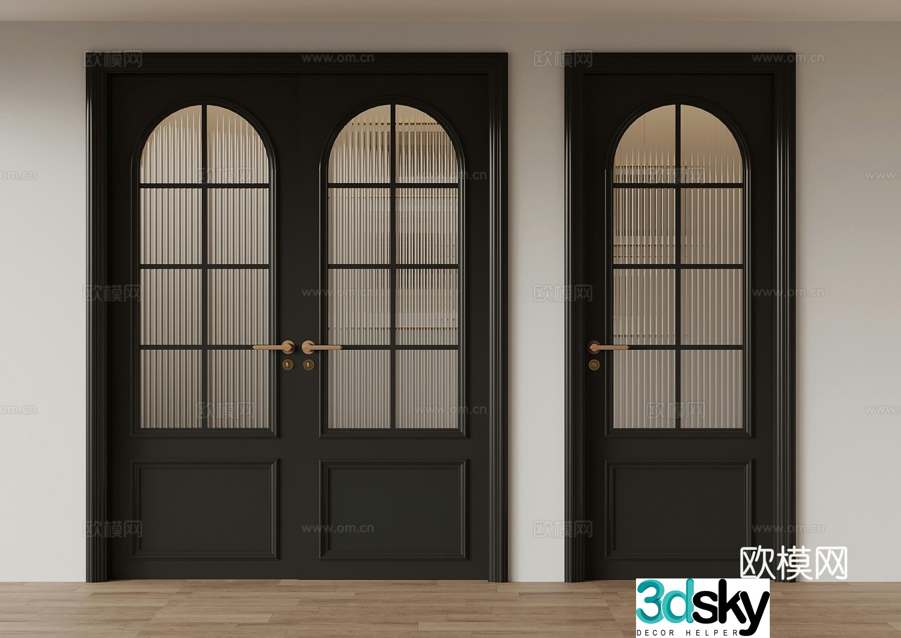 French double door Changhong glass door bathroom door 3D model