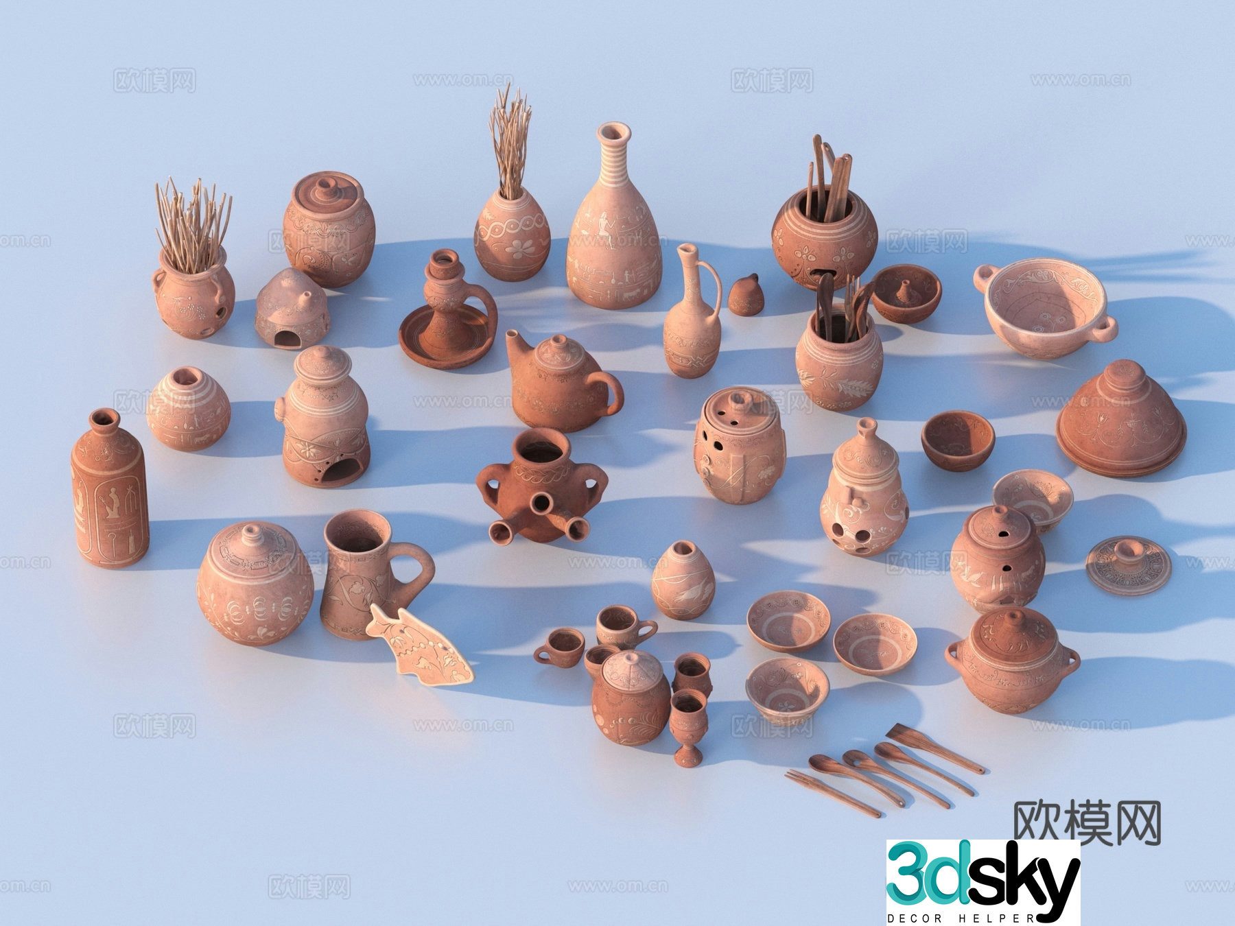 Clay pot earthen pot jar clay pot porcelain clay vessel 3d model