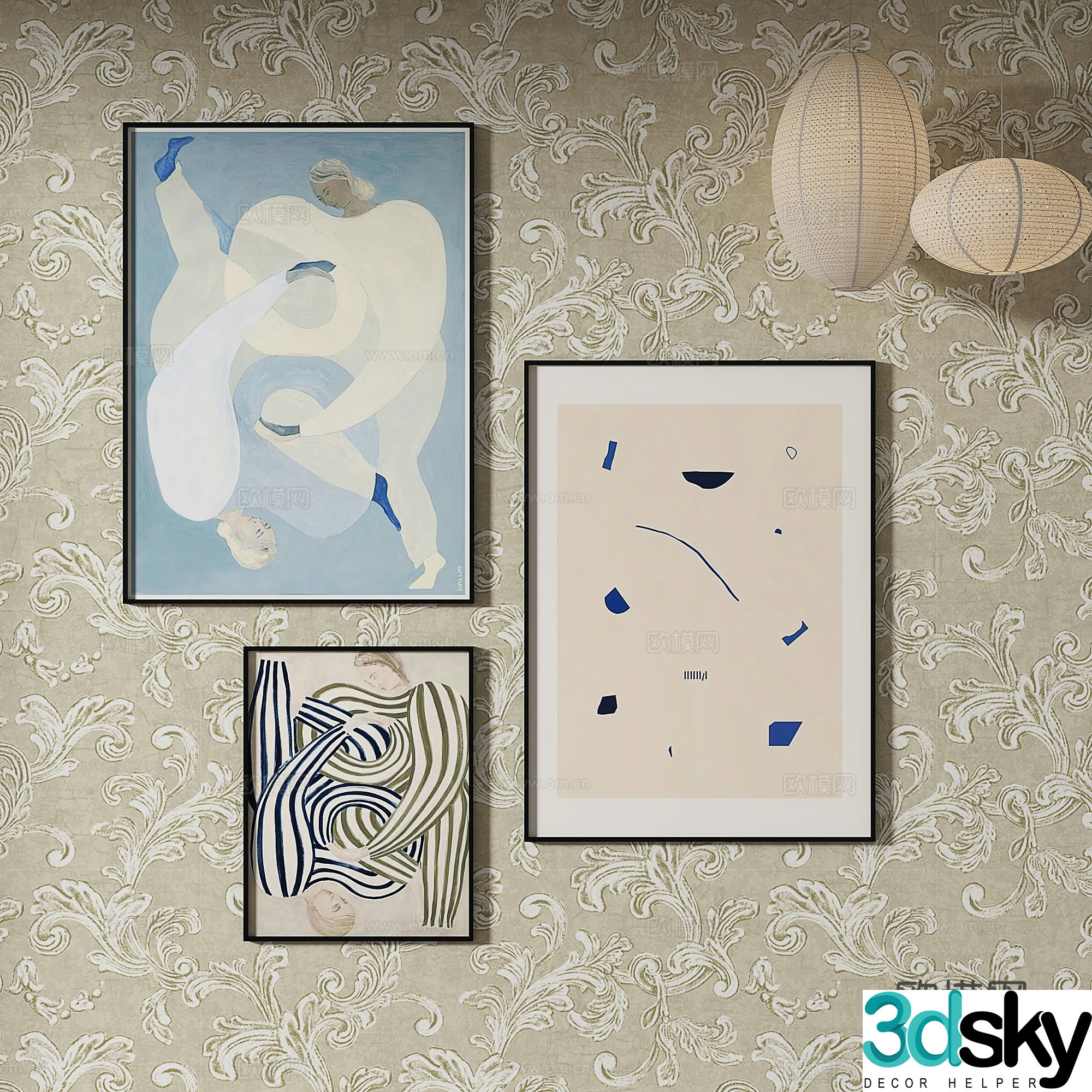 Simple European decorative painting art painting hanging painting 3D model